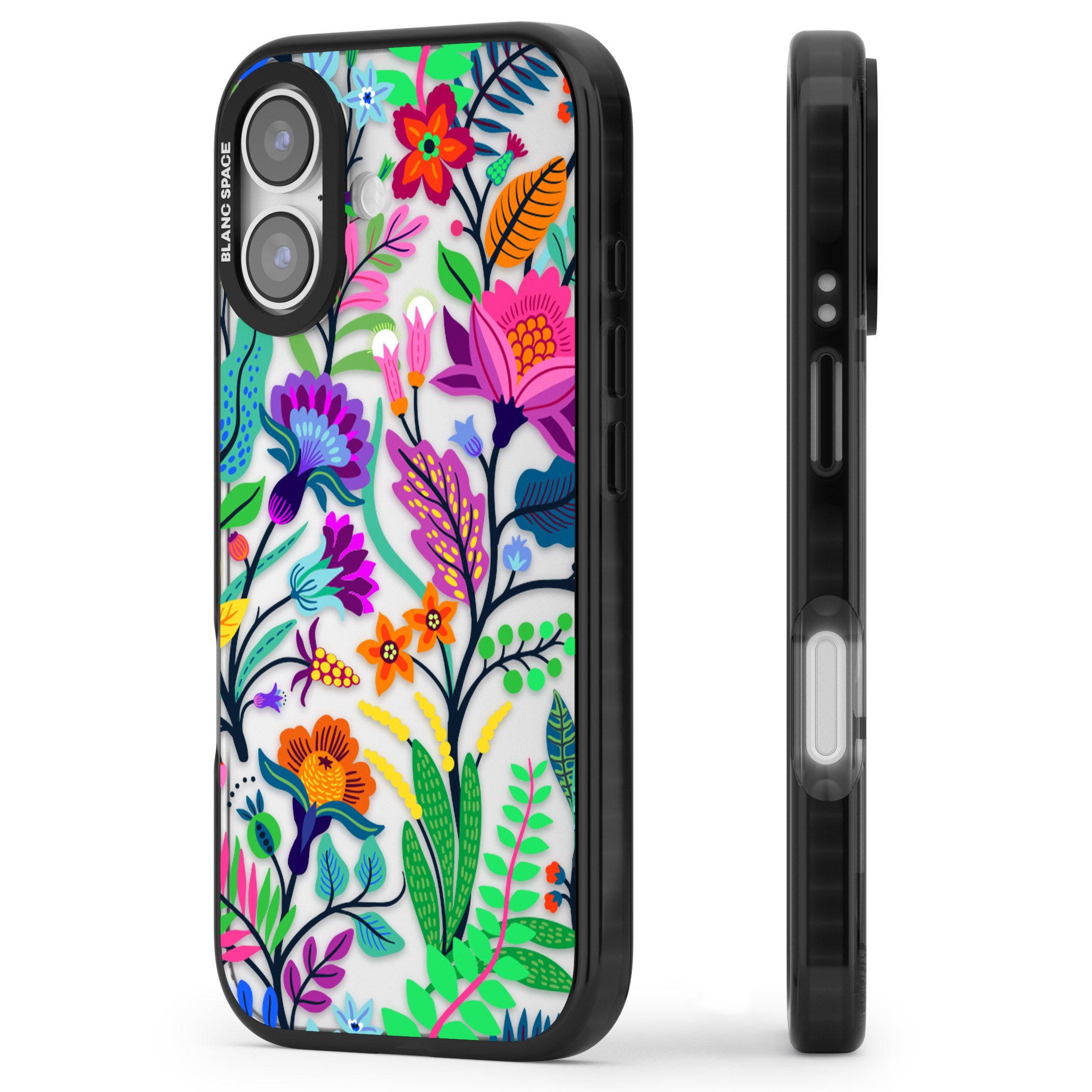 Floral Vibe iPhone 17 Impact Black Phone Case Side Profile