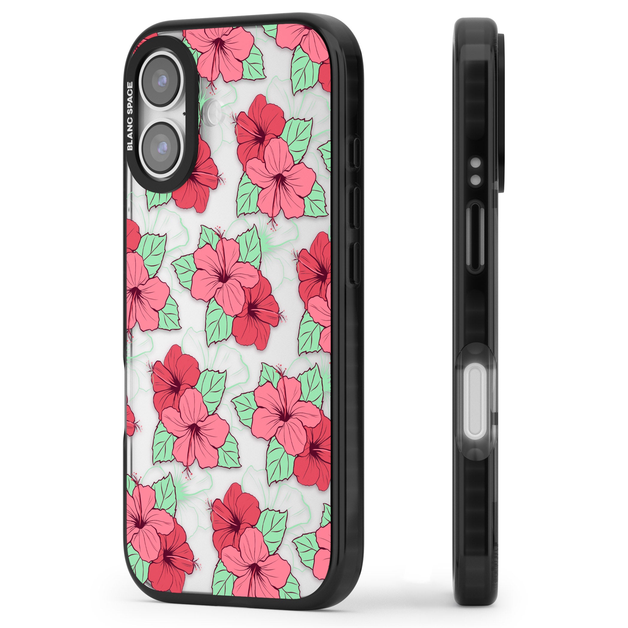 Pink Peony iPhone 17 Impact Black Phone Case Side Profile