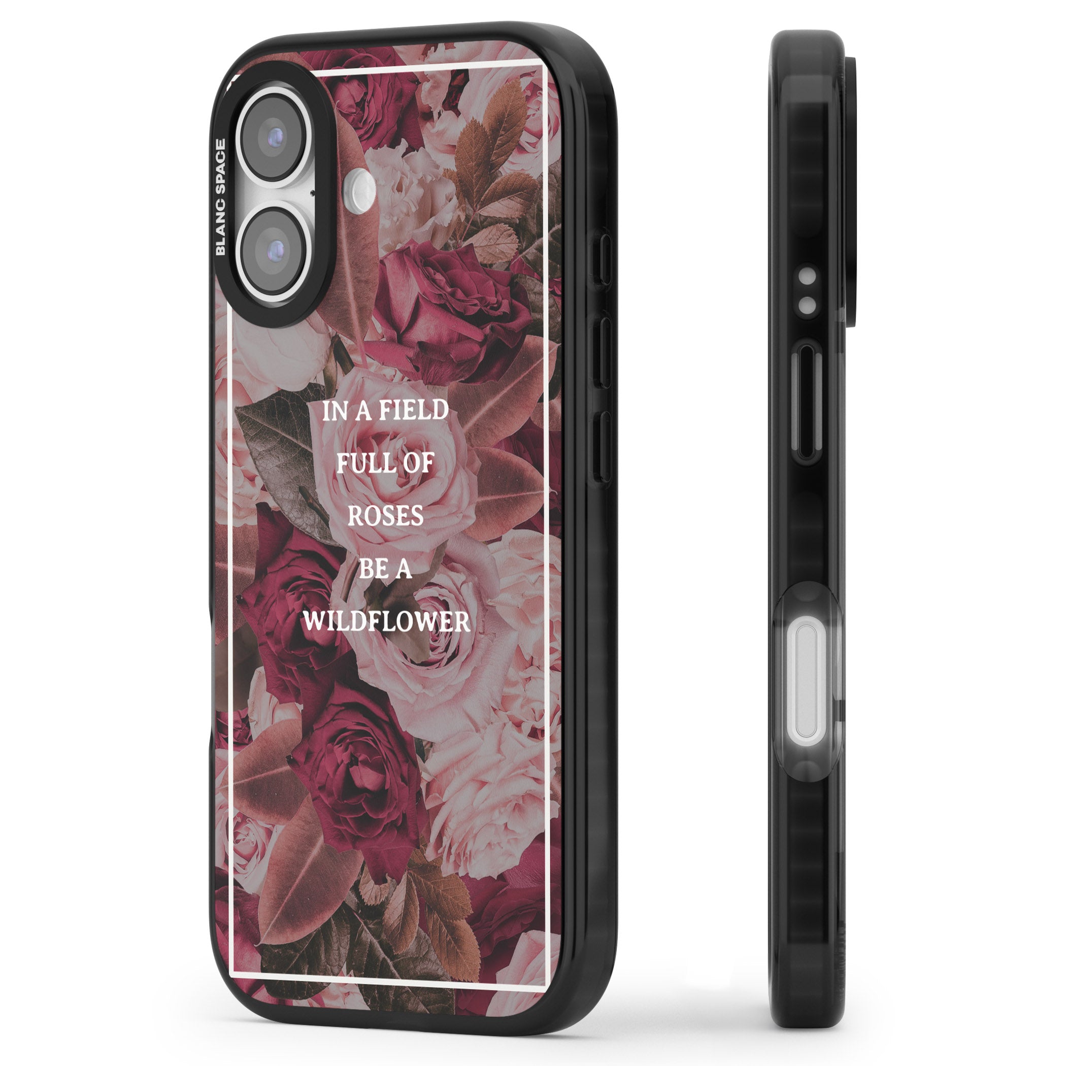 Wildflower Floral Quote iPhone 17 Impact Black Phone Case Side Profile