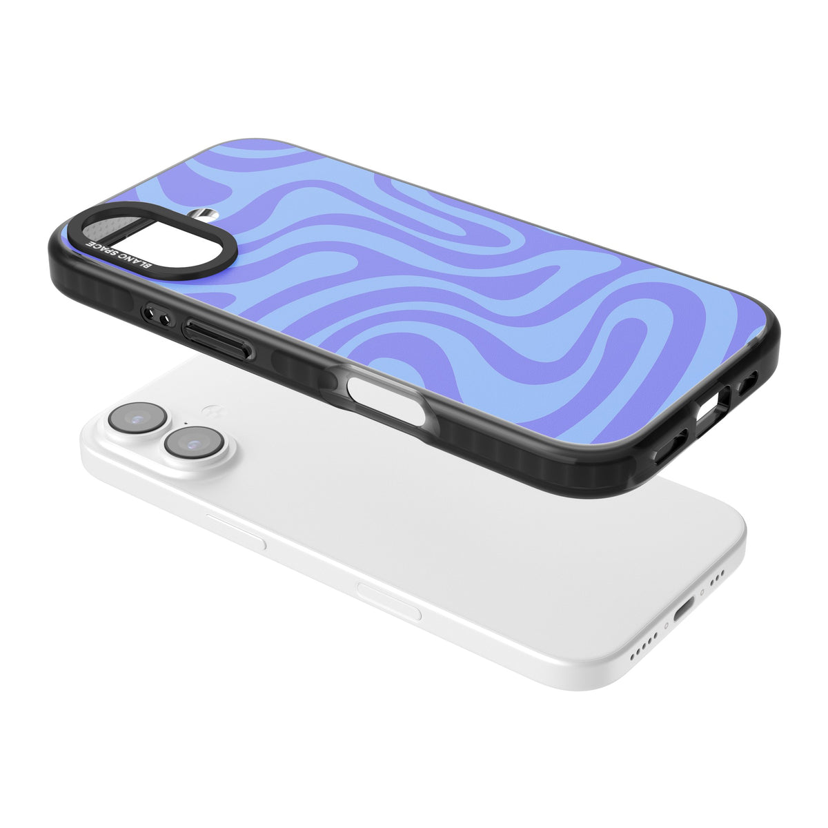 Tranquil Waves iPhone 16 / iPhone 16 Plus / iPhone 17 Impact Black Phone Case angled