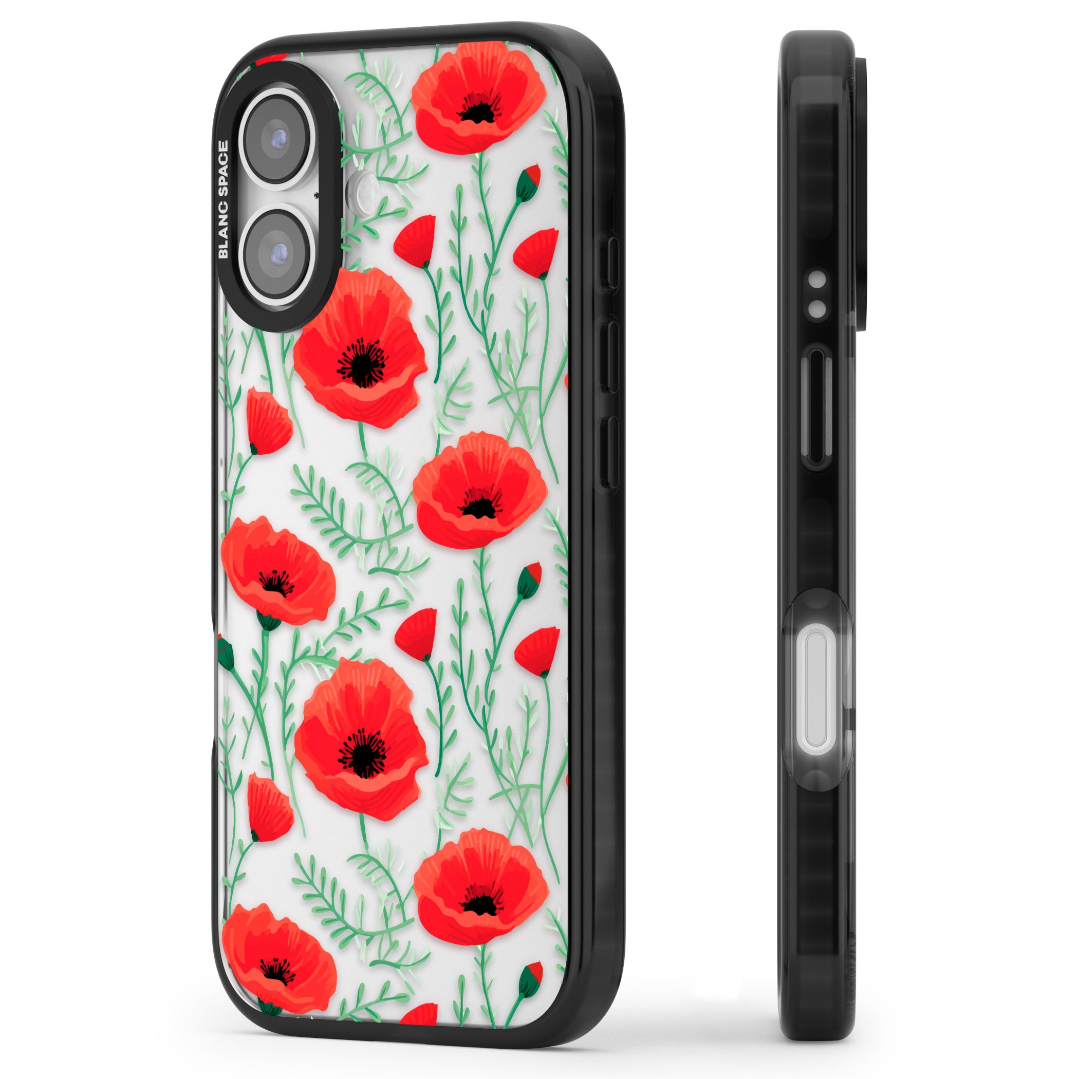 Poppy Garden iPhone 17 Impact Black Phone Case Side Profile