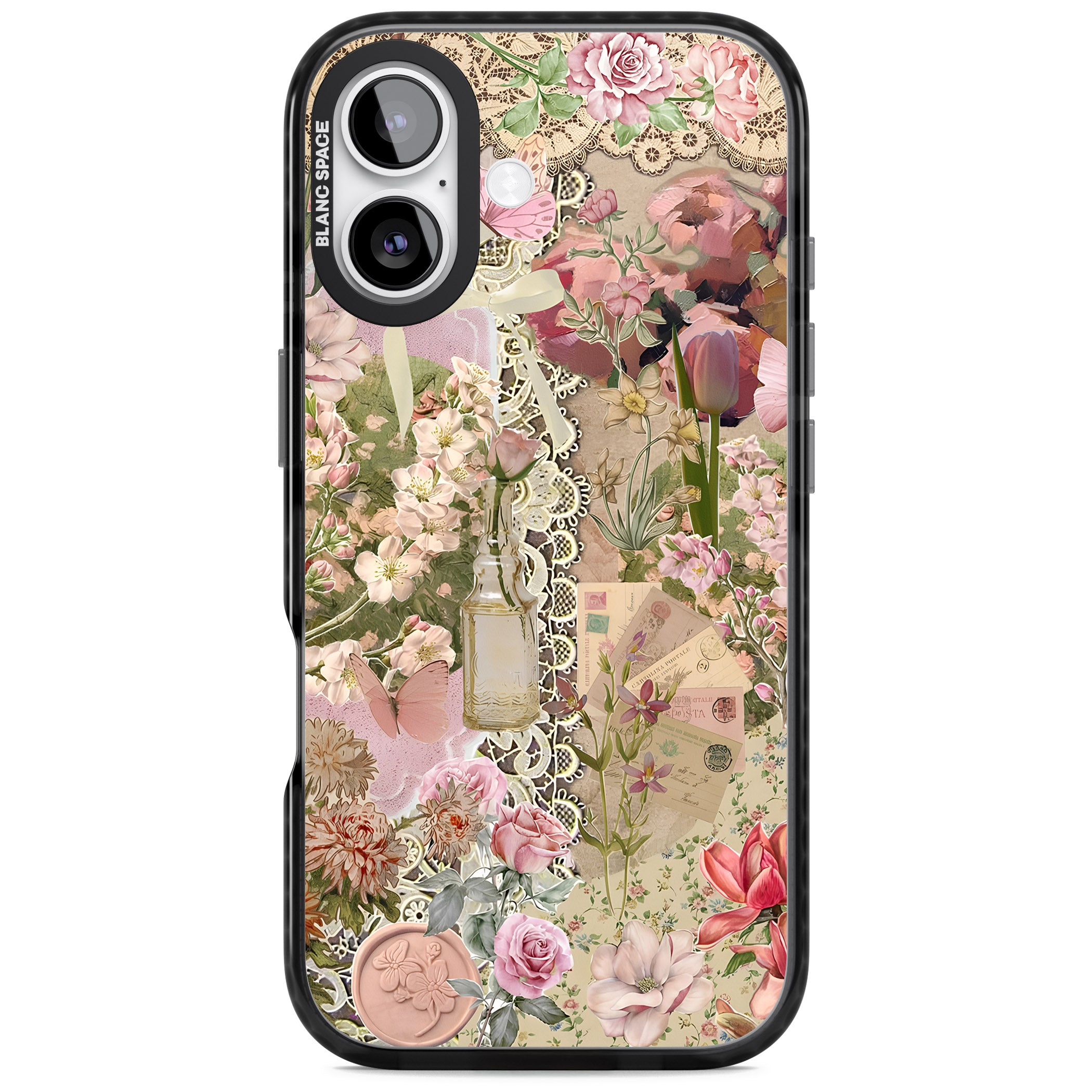 Soft Pink Flower Collage iPhone 17 Impact Black Phone Case