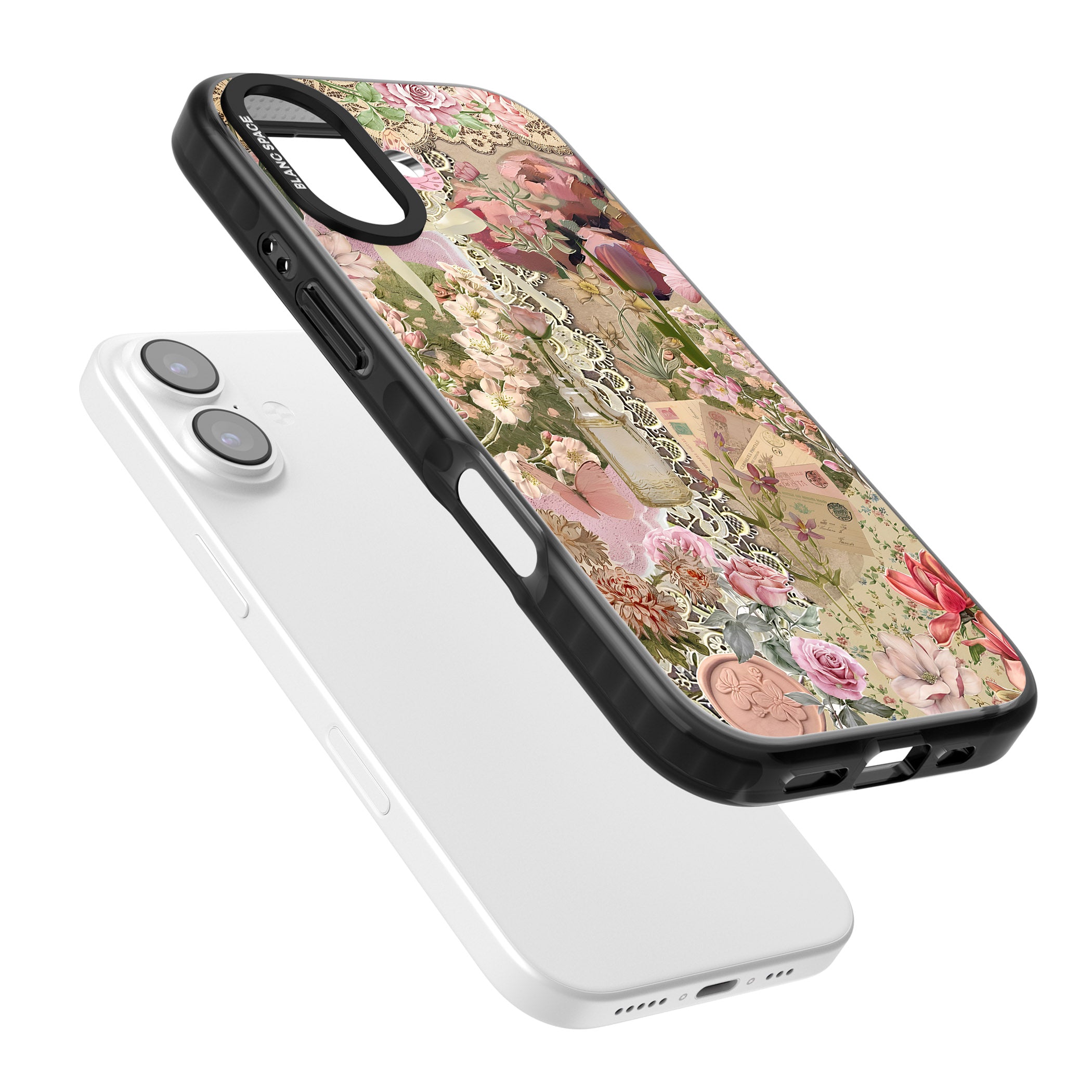 Soft Pink Flower Collage iPhone 17 Impact Black Phone Case Colours
