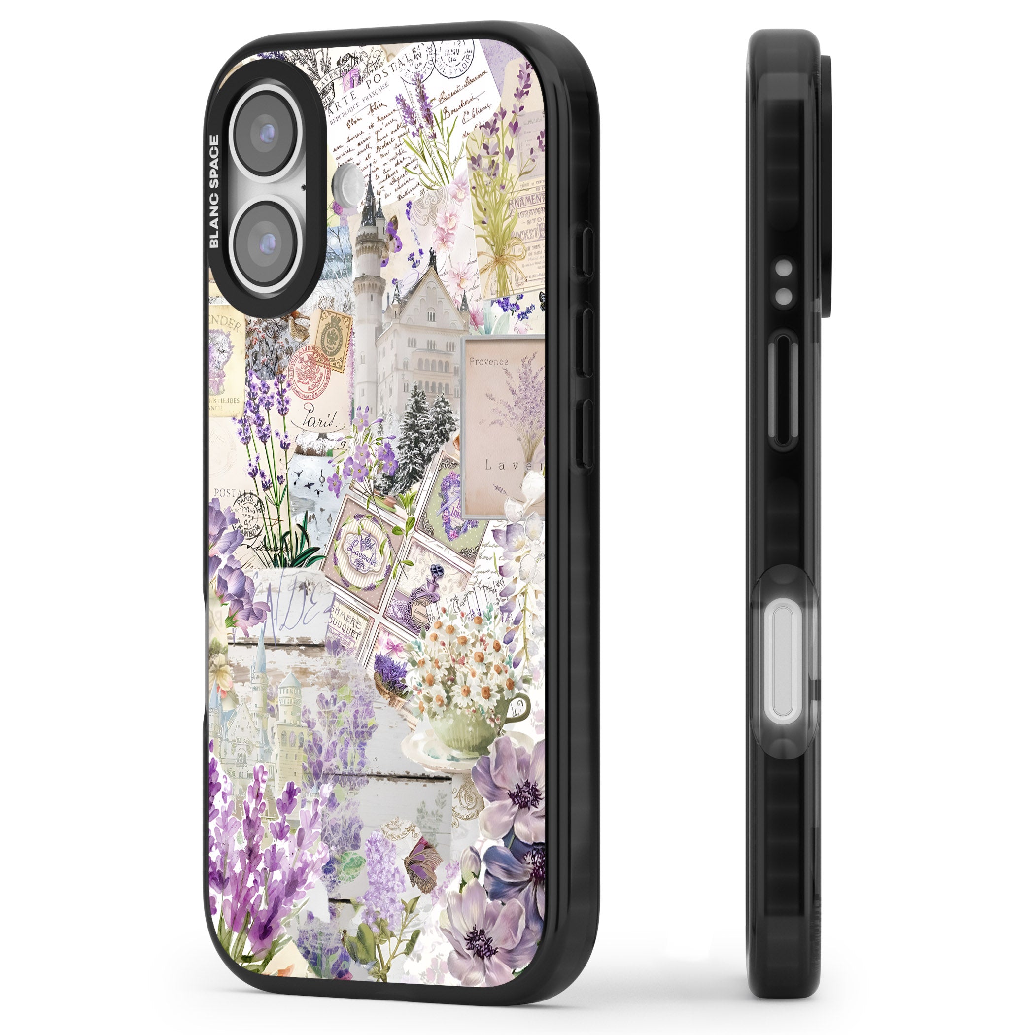 Soft Lavender Collage iPhone 17 Impact Black Phone Case Side Profile