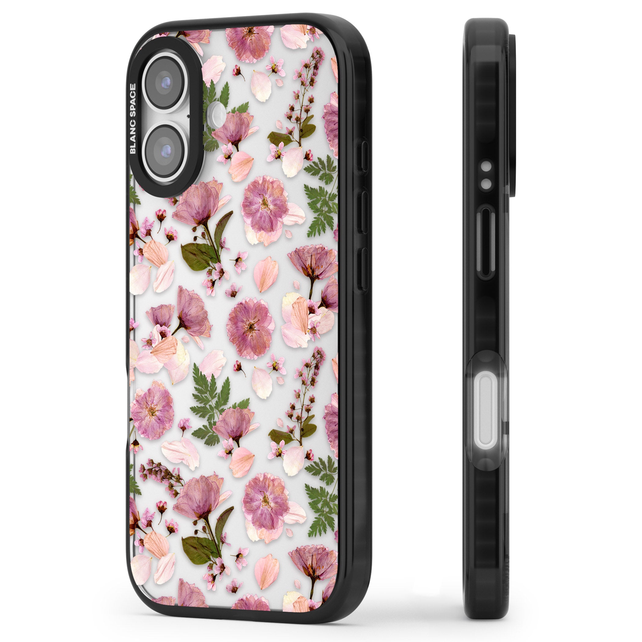 Floral Fantasy Menagerie iPhone 17 Impact Black Phone Case Side Profile