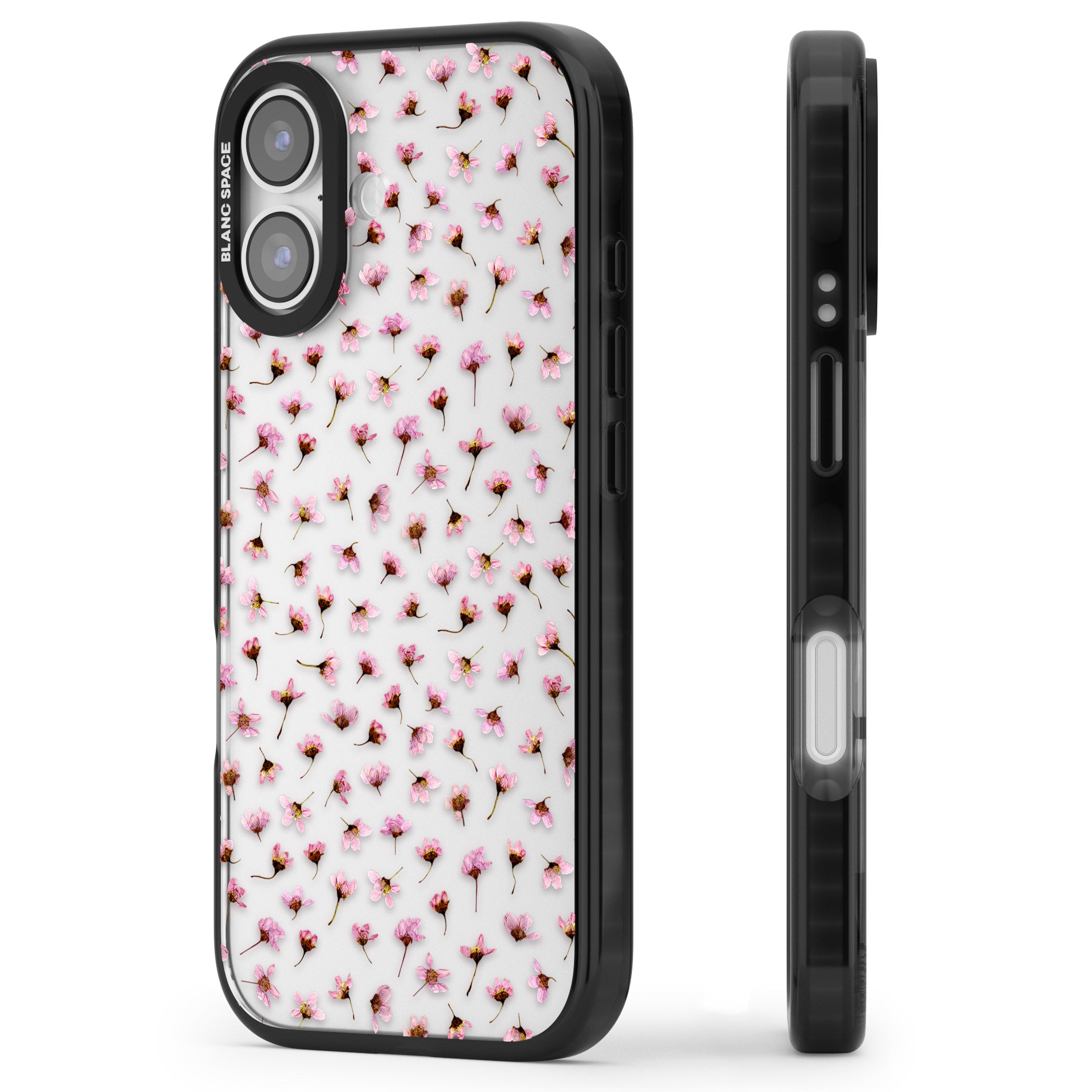 Pink Blossom iPhone 17 Impact Black Phone Case Side Profile