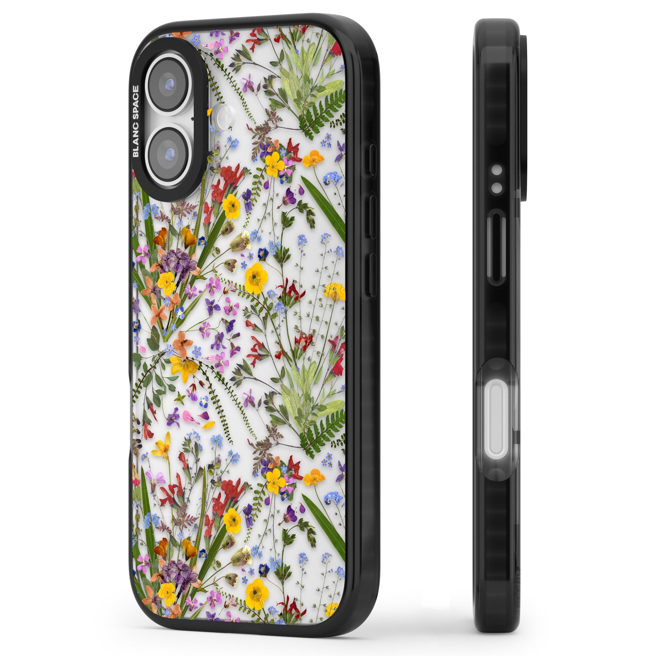 Wildflower & Leaves iPhone 17 Impact Black Phone Case Side Profile