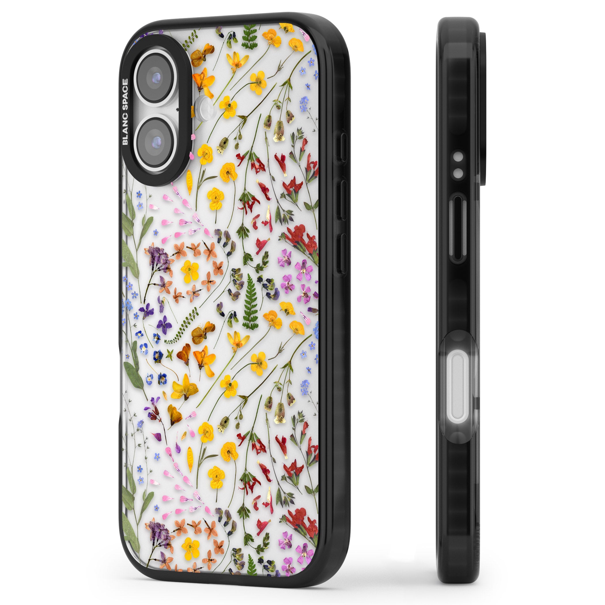 Wildflower iPhone 17 Impact Black Phone Case Side Profile