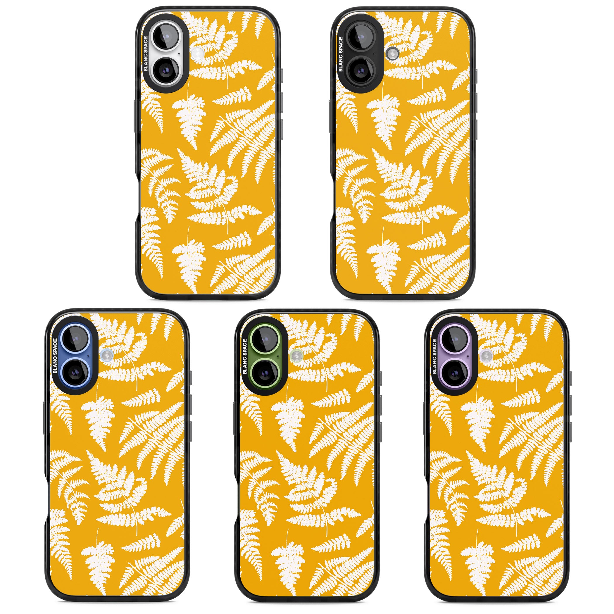 Fern Pattern On Yellow iPhone 17 Impact Black Phone Case APT Impact Protection