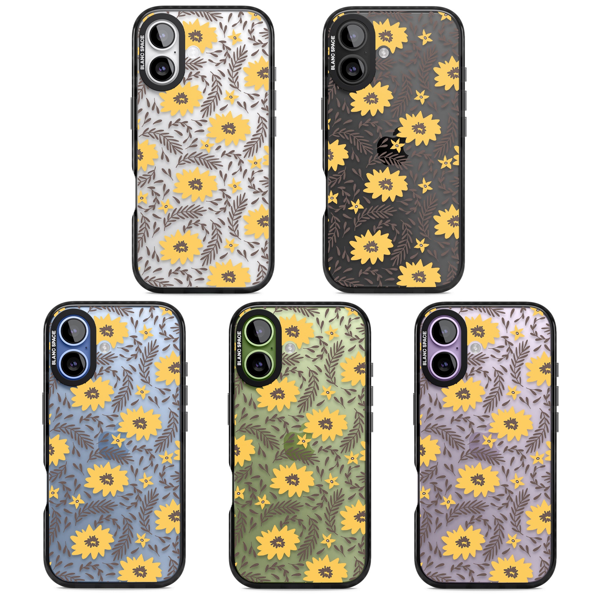 Yellow Blossoms Floral iPhone 17 Impact Black Phone Case APT Impact Protection