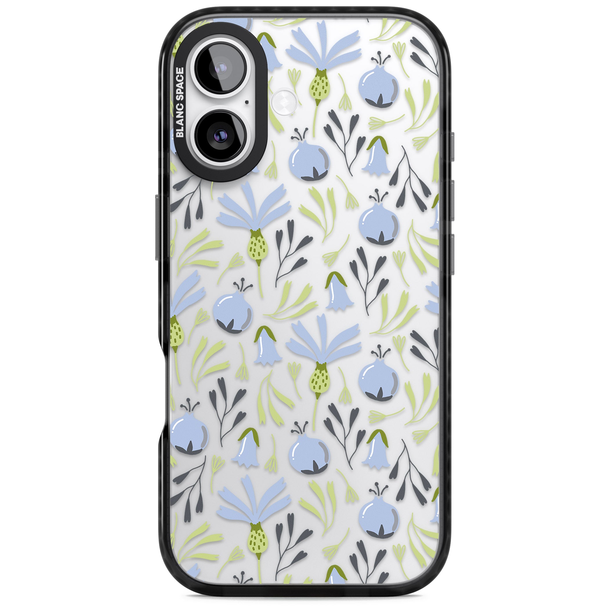 Blue Flora Bloom iPhone 17 Impact Black Phone Case