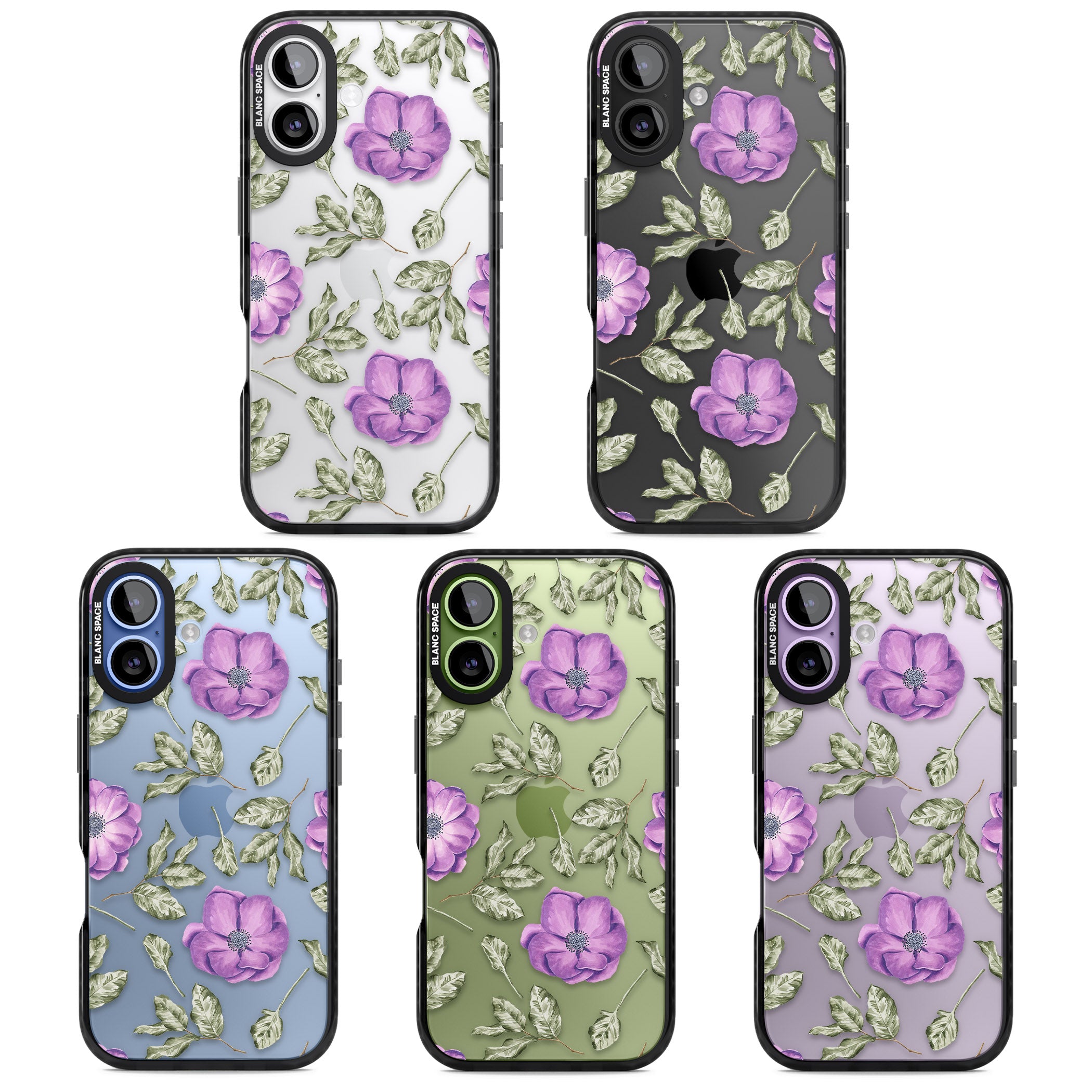 Purple Bloom Floral iPhone 17 Impact Black Phone Case APT Impact Protection