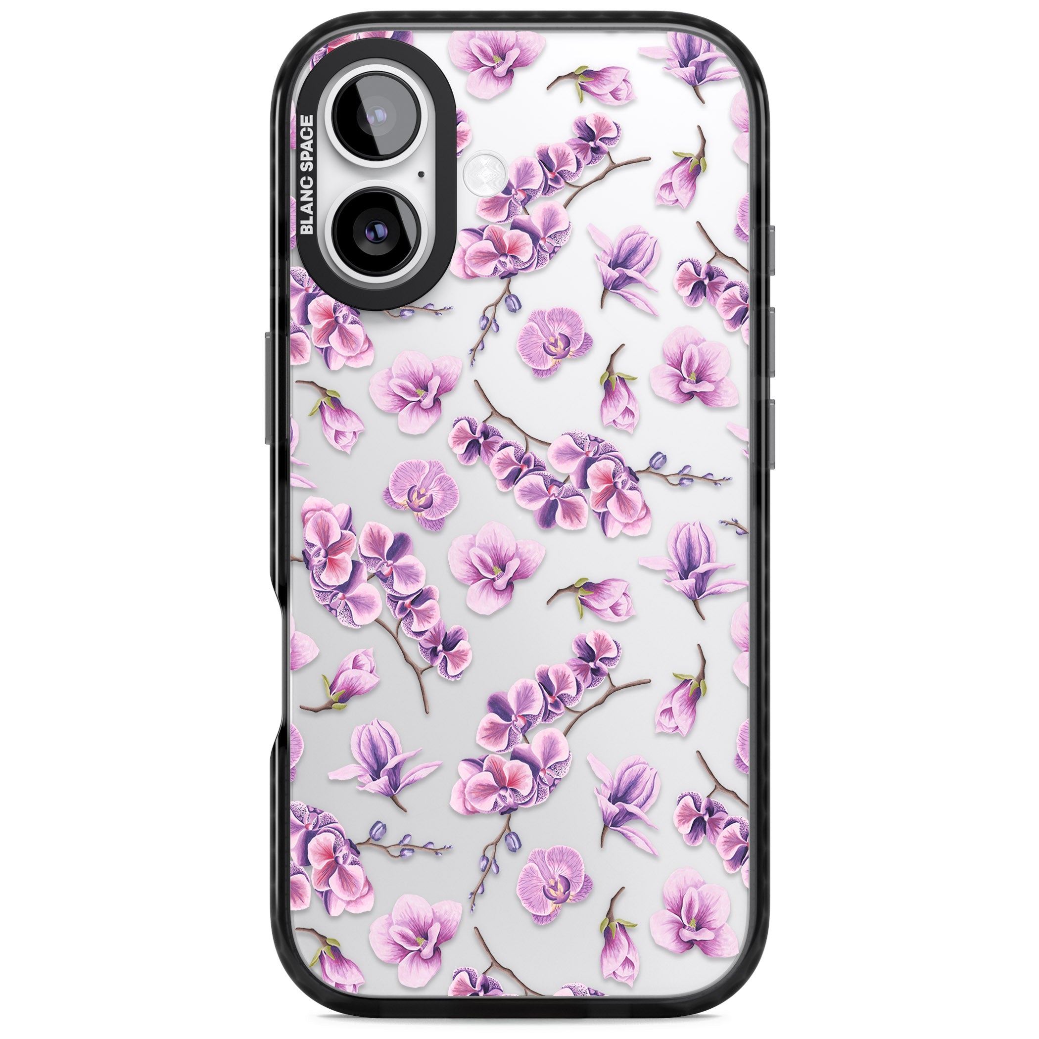 Purple Orchids Floral iPhone 17 Impact Black Phone Case