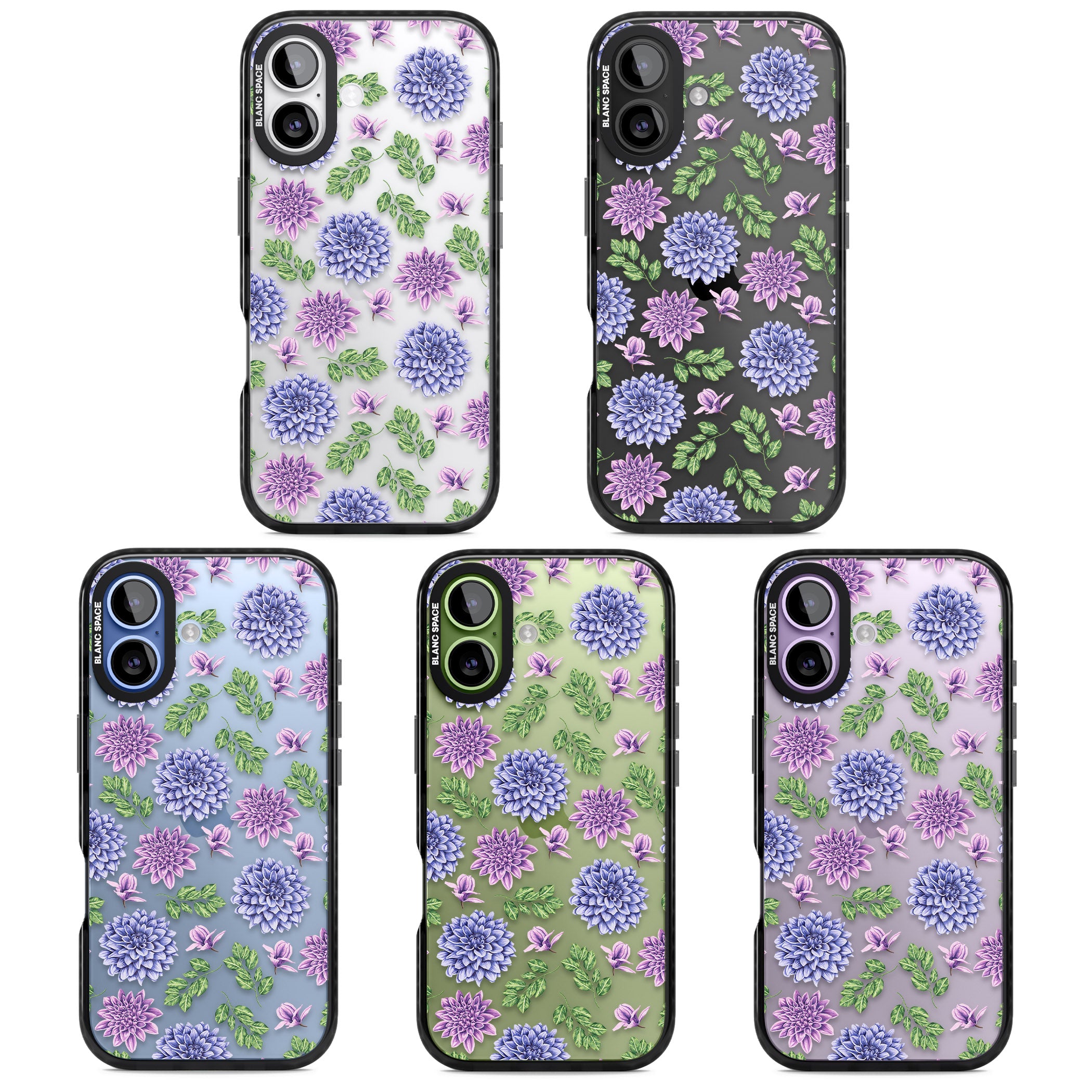 Purple Dahlias Floral iPhone 17 Impact Black Phone Case APT Impact Protection