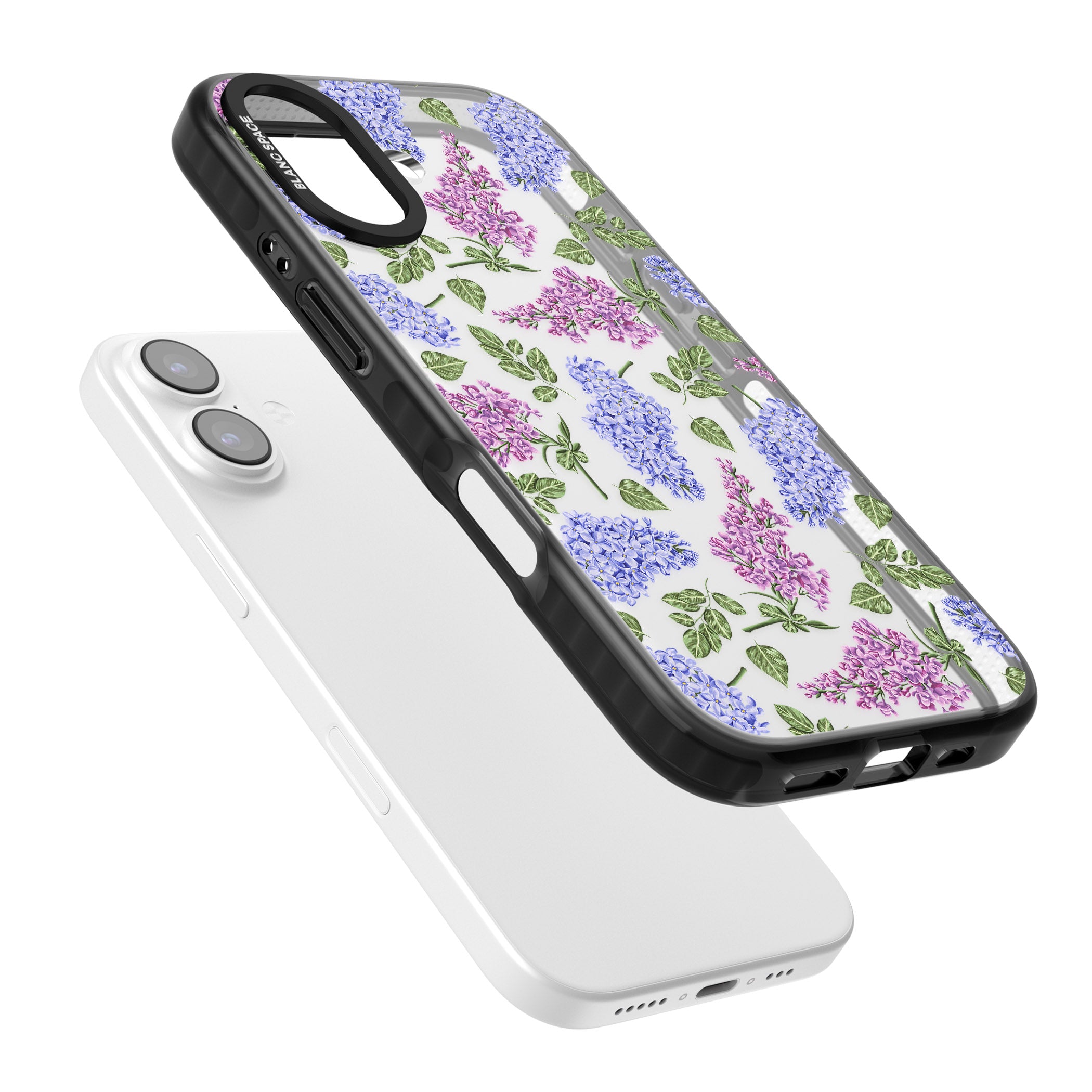 Purple Blossoms Transparent Floral iPhone 17 Impact Black Phone Case Colours