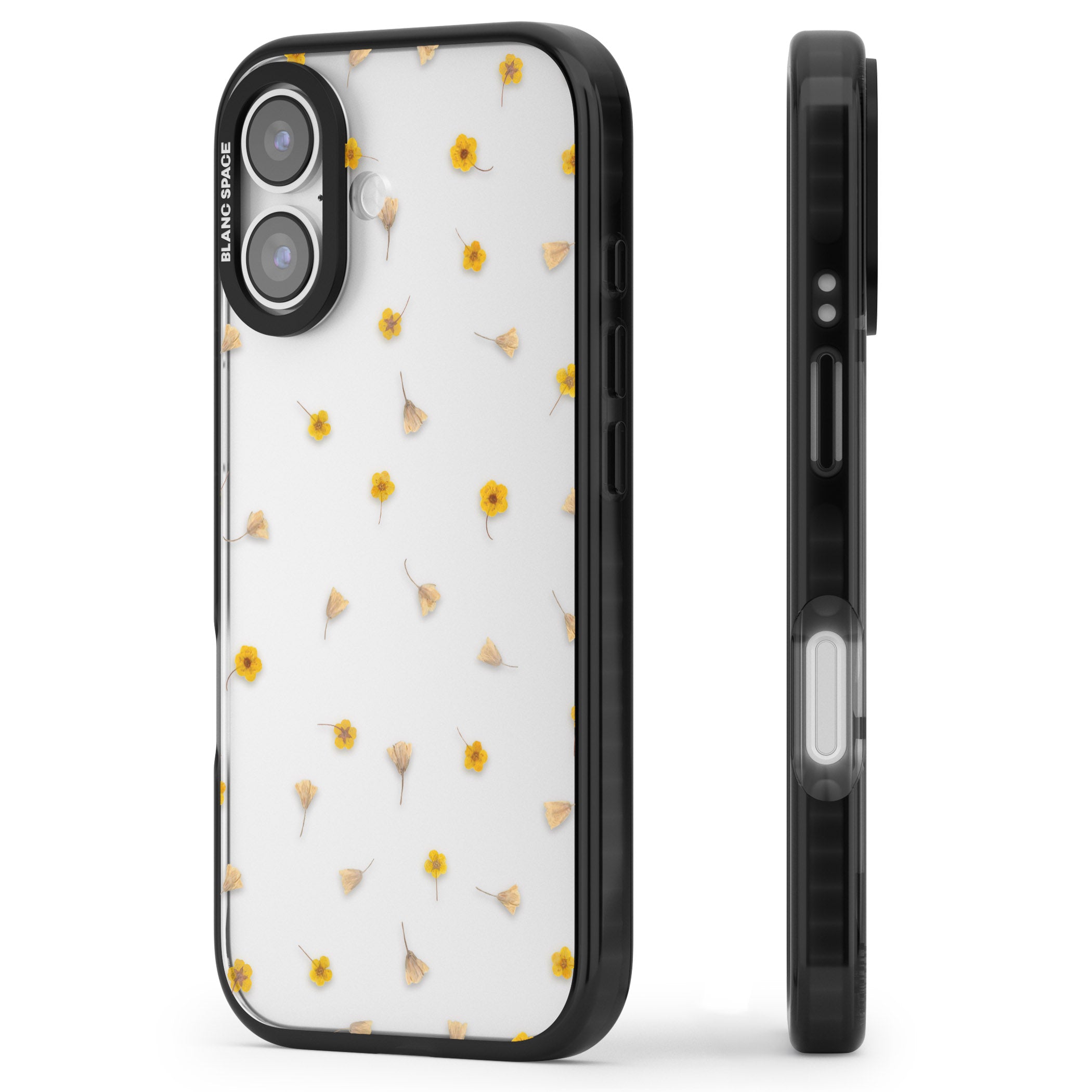 Tiny Yellow Flower iPhone 17 Impact Black Phone Case Side Profile