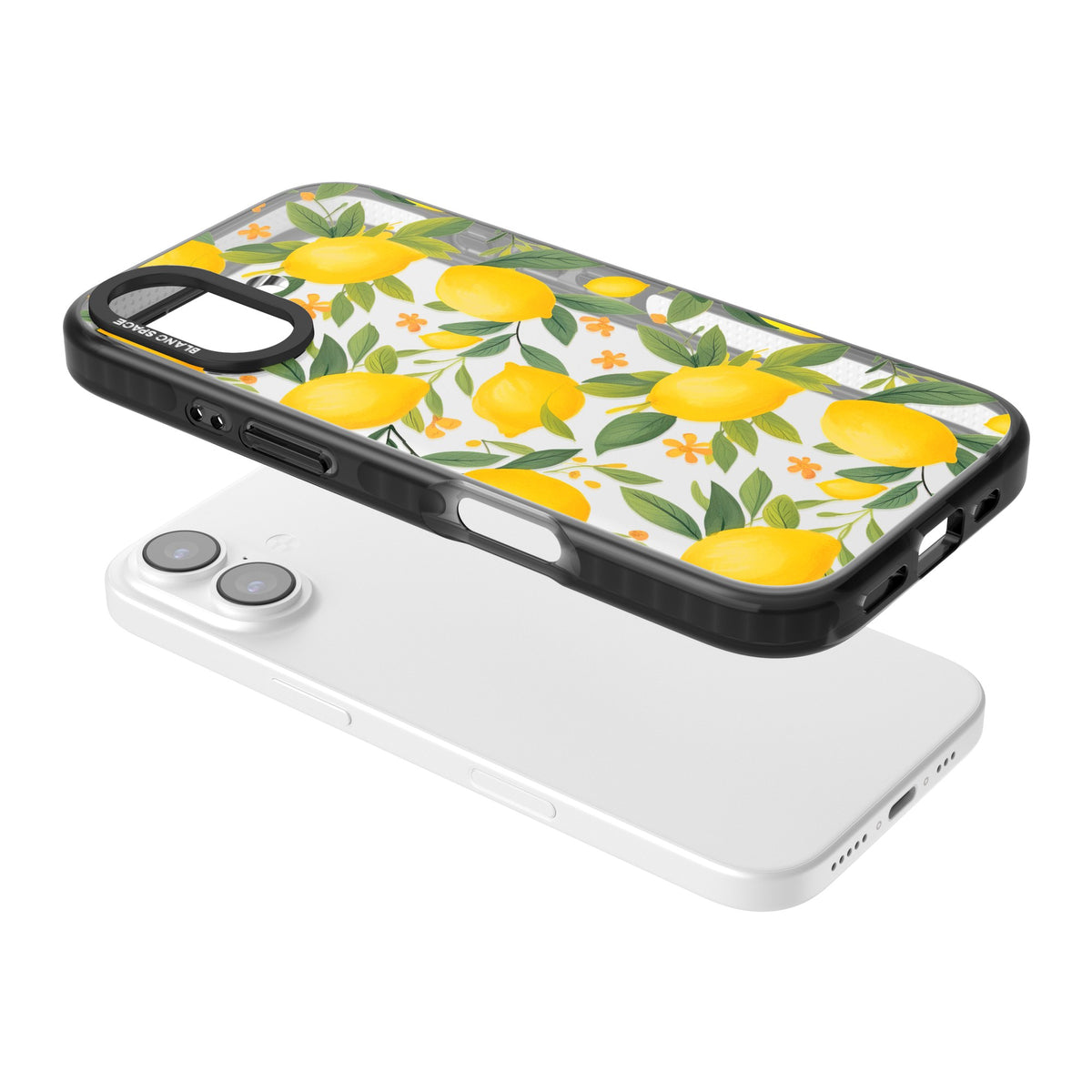 Lemon Grove iPhone 16 / iPhone 16 Plus / iPhone 17 Impact Black Phone Case angled