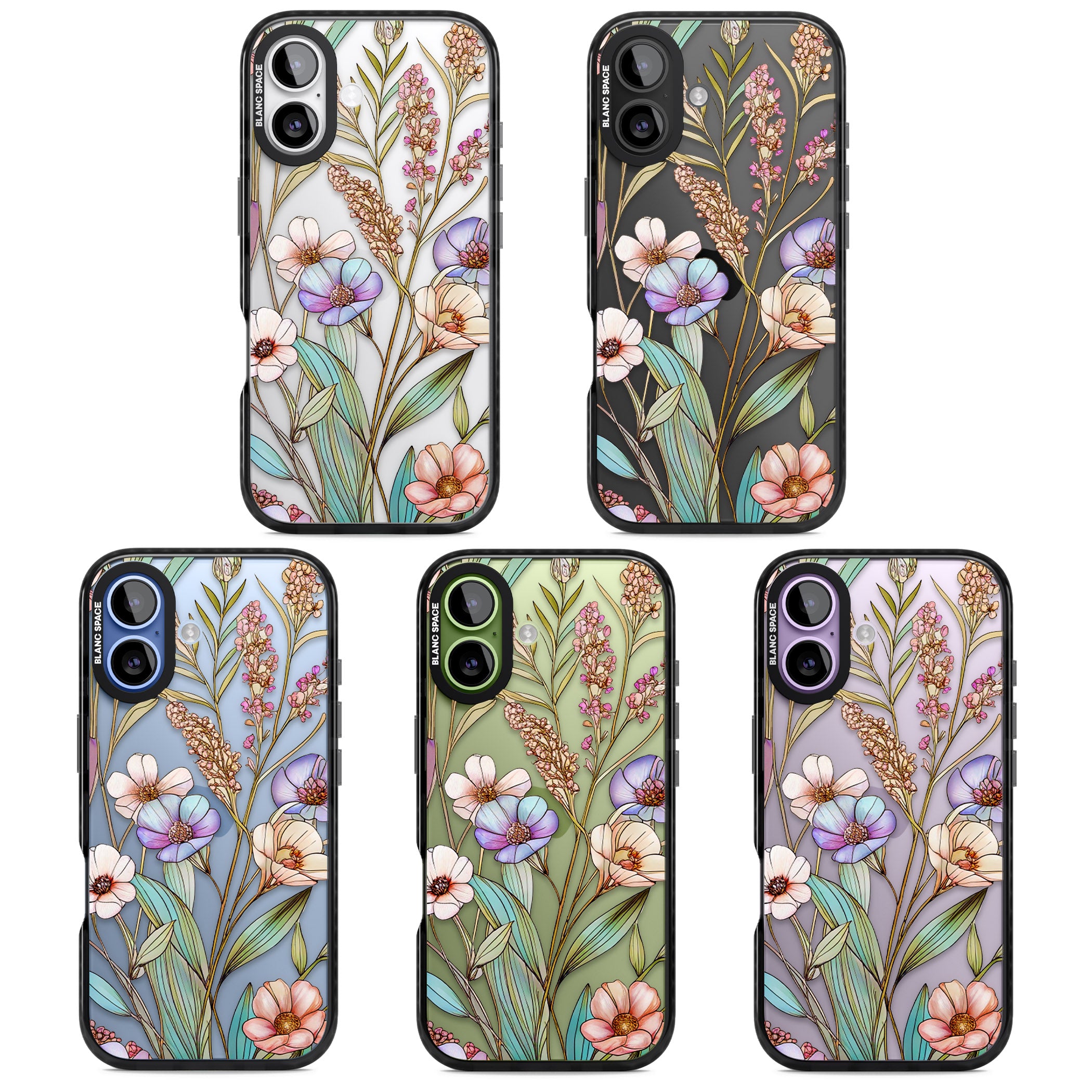 Glass Summer Flowers iPhone 17 Impact Black Phone Case APT Impact Protection