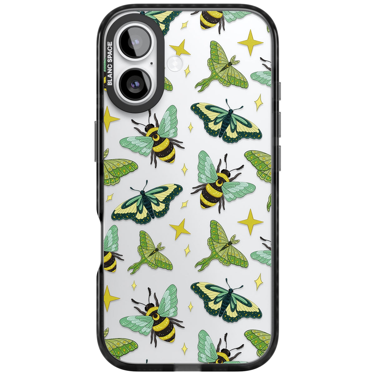 Bees and Moths iPhone 16 / iPhone 16 Plus / iPhone 17 Impact Black Phone Case front