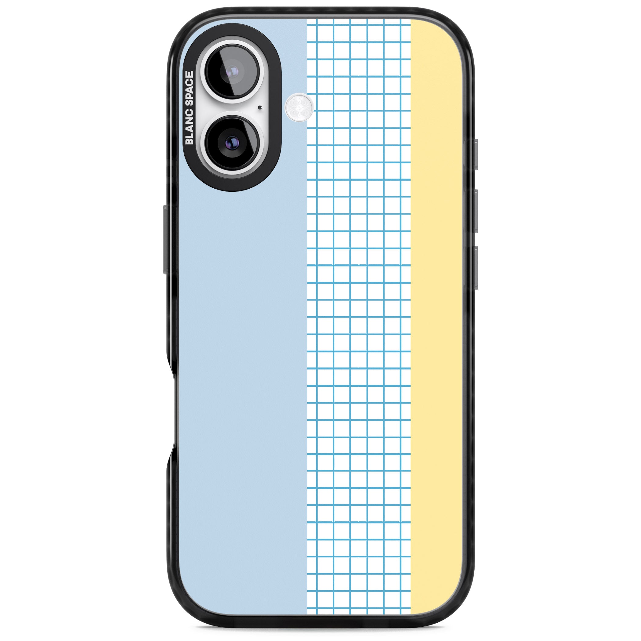 Abstract Grid Blue & Yellow iPhone 17 Impact Black Phone Case