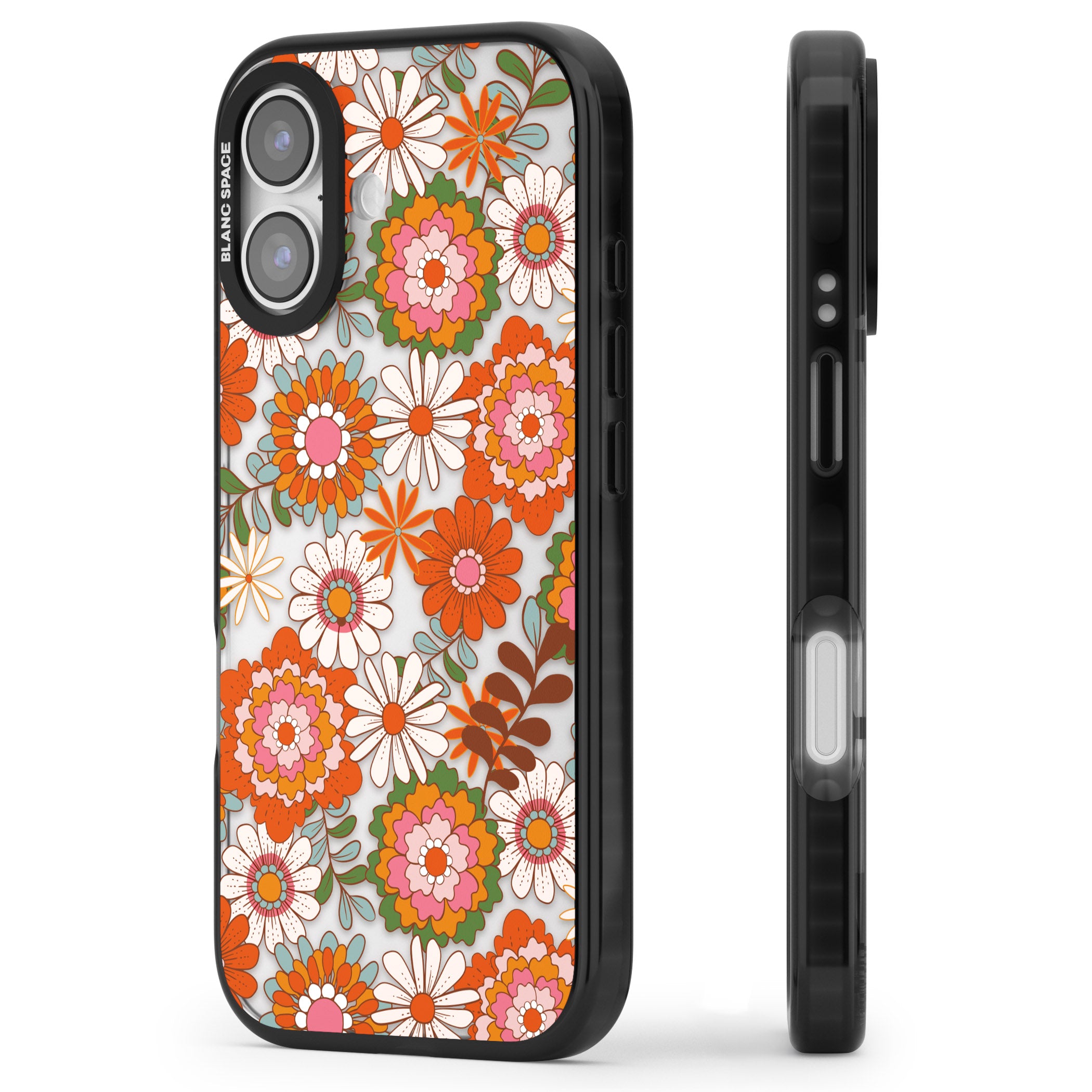 Seventies Bloom iPhone 17 Impact Black Phone Case Side Profile