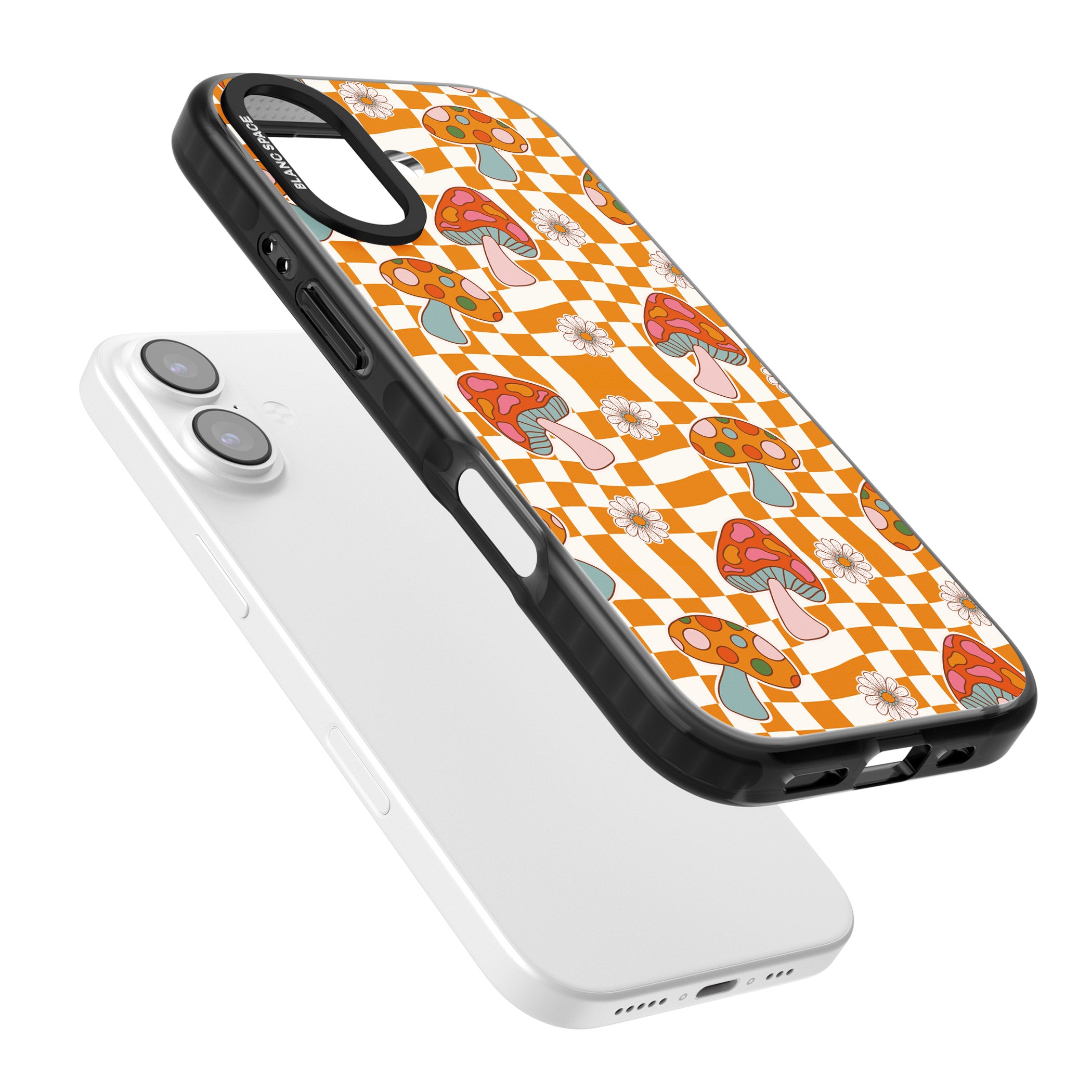 Wavy Checked Shrooms iPhone 17 Impact Black Phone Case Colours