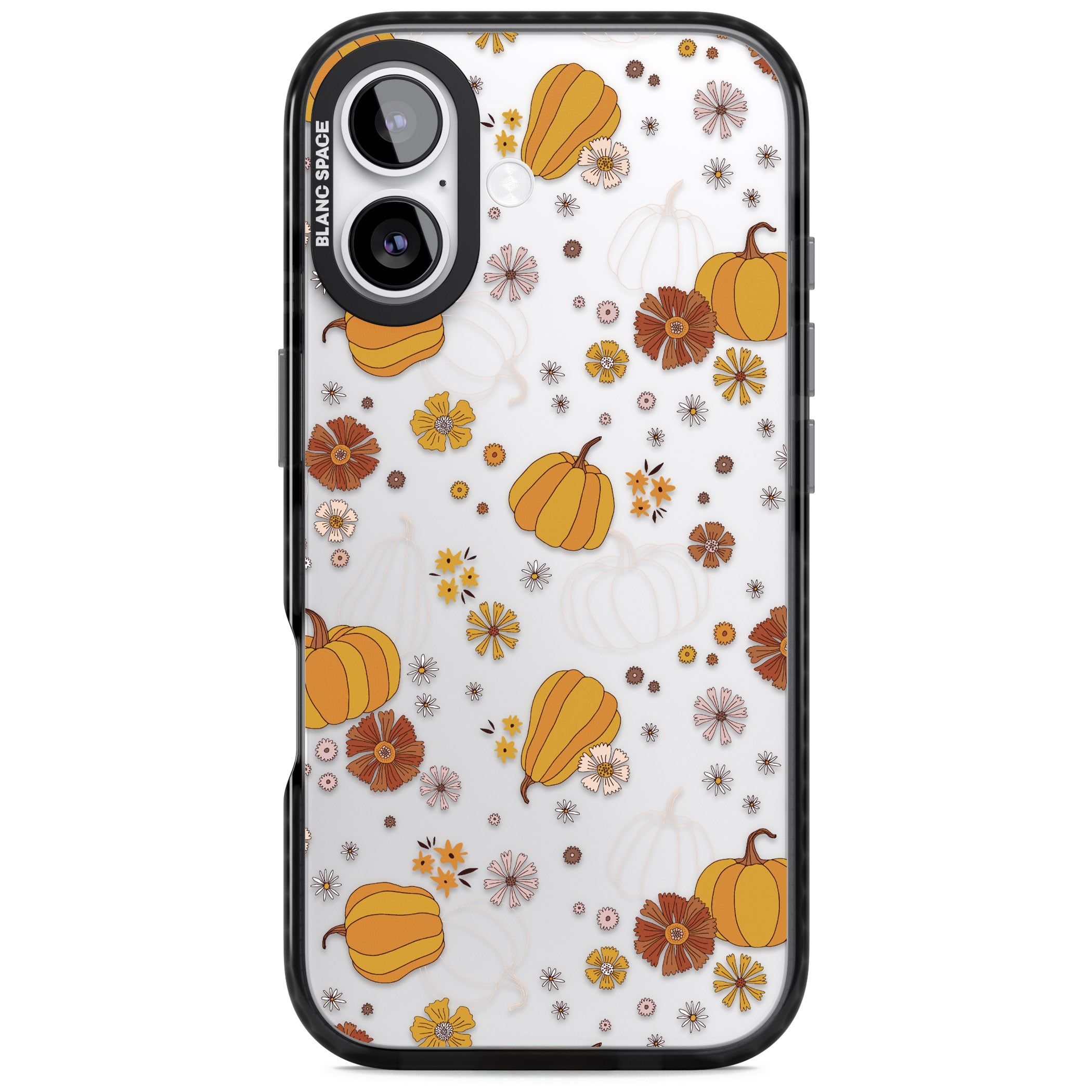 Halloween Pumpkins And Flowers iPhone 17 Impact Black Phone Case