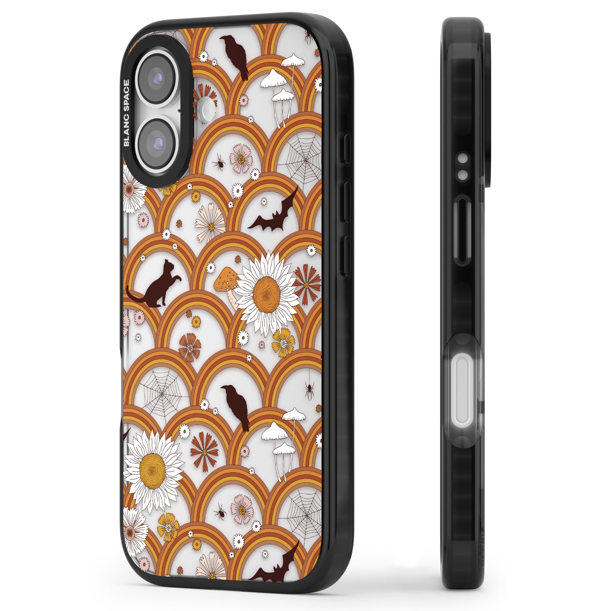 Halloween Rainbows iPhone 17 Impact Black Phone Case Side Profile