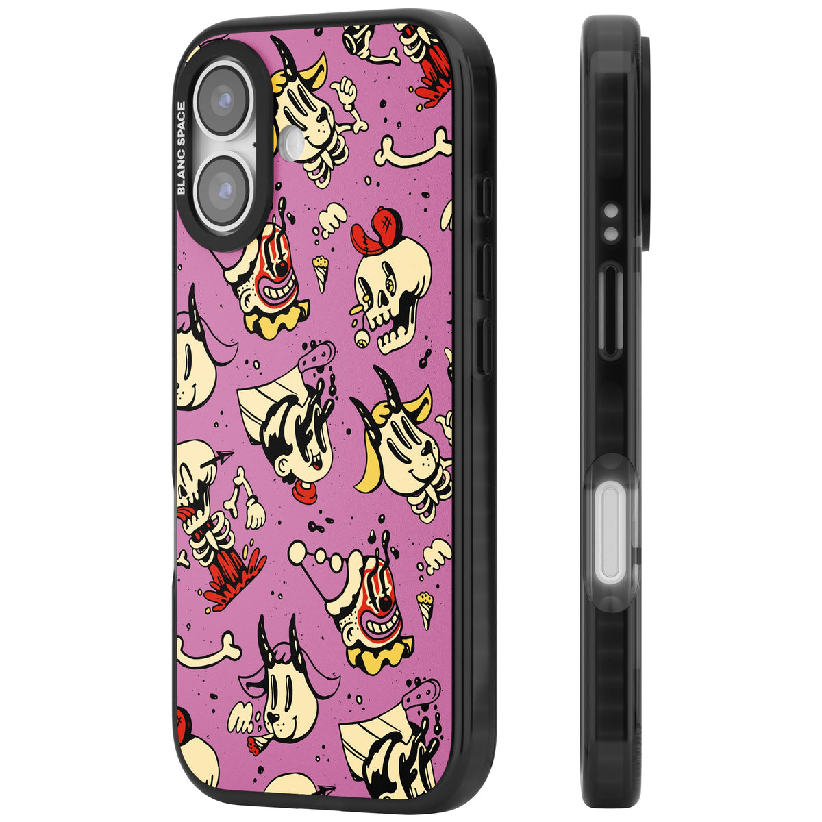 Violet Mischief iPhone 16 / iPhone 16 Plus / iPhone 17 Impact Black Phone Case side