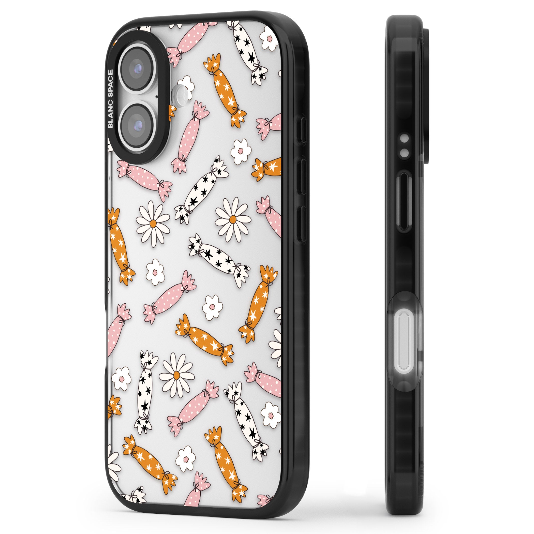 Floral Candy iPhone 17 Impact Black Phone Case Side Profile