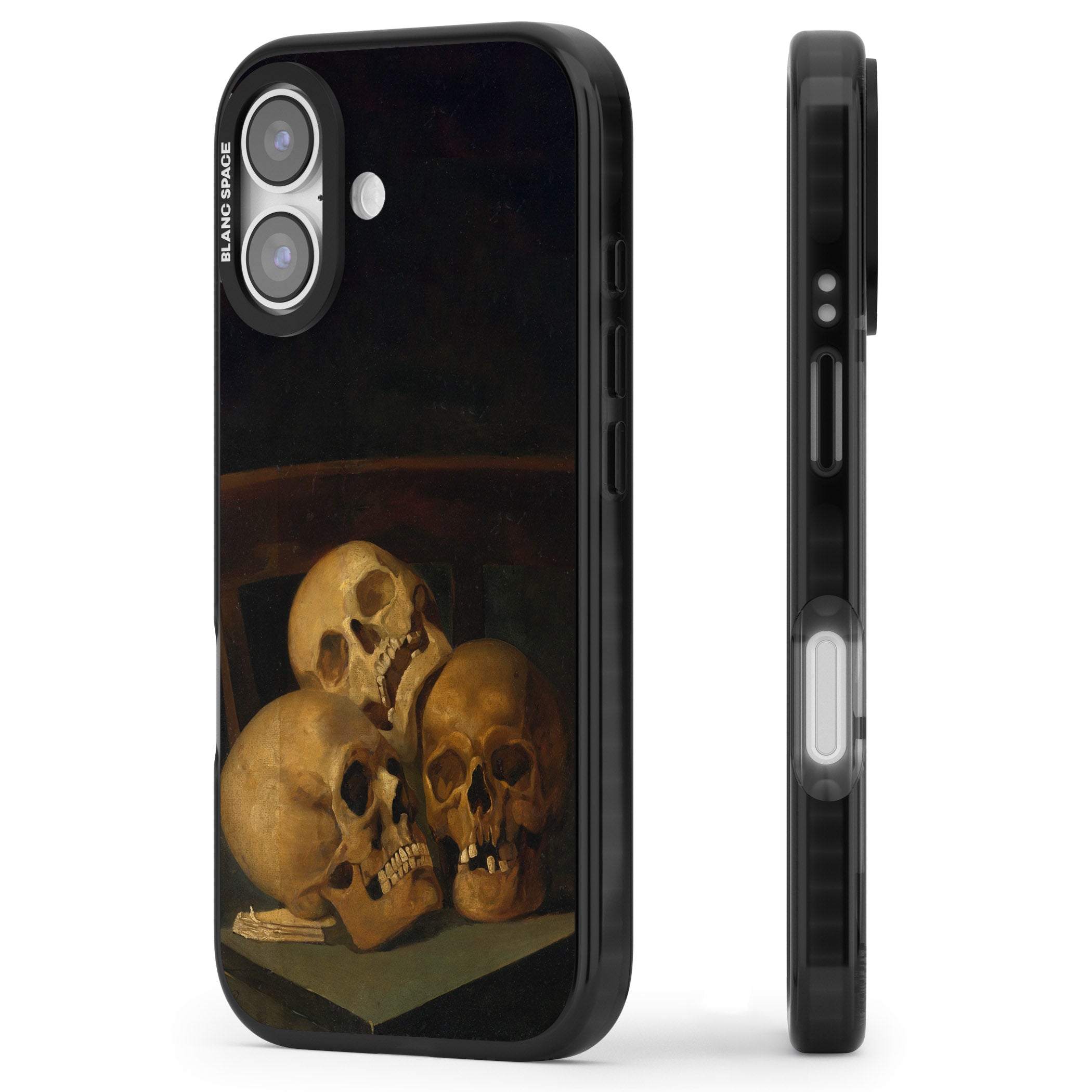 Still Life Of Three Skulls iPhone 17 Impact Black Phone Case Side Profile
