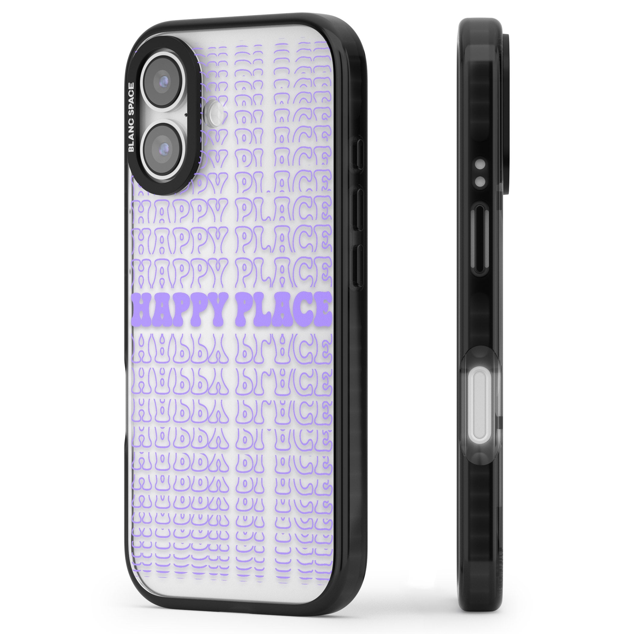 Happy Place (Purple) iPhone 17 Impact Black Phone Case Side Profile