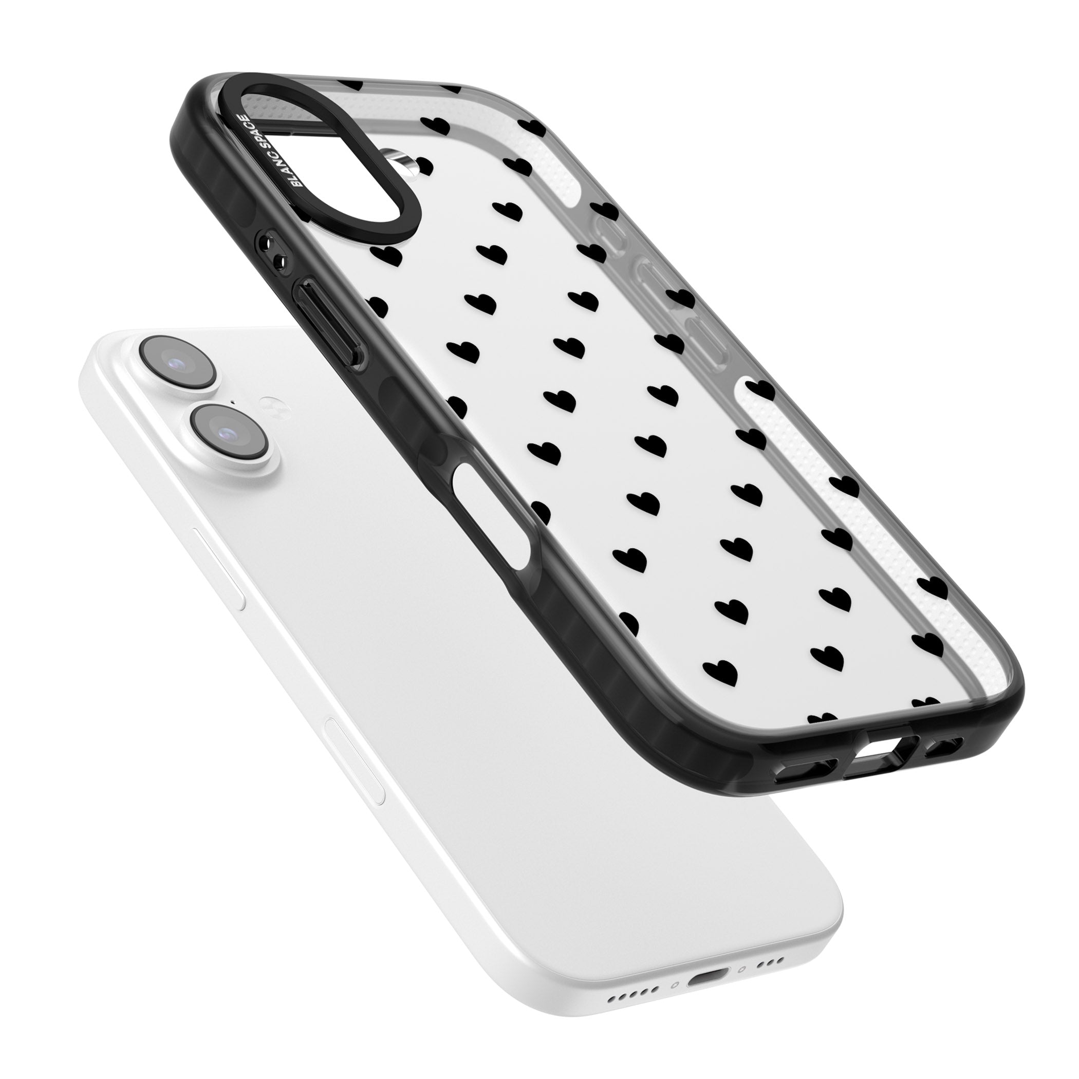 Small Heart Pattern: White & iPhone 17 Impact Black Phone Case Colours
