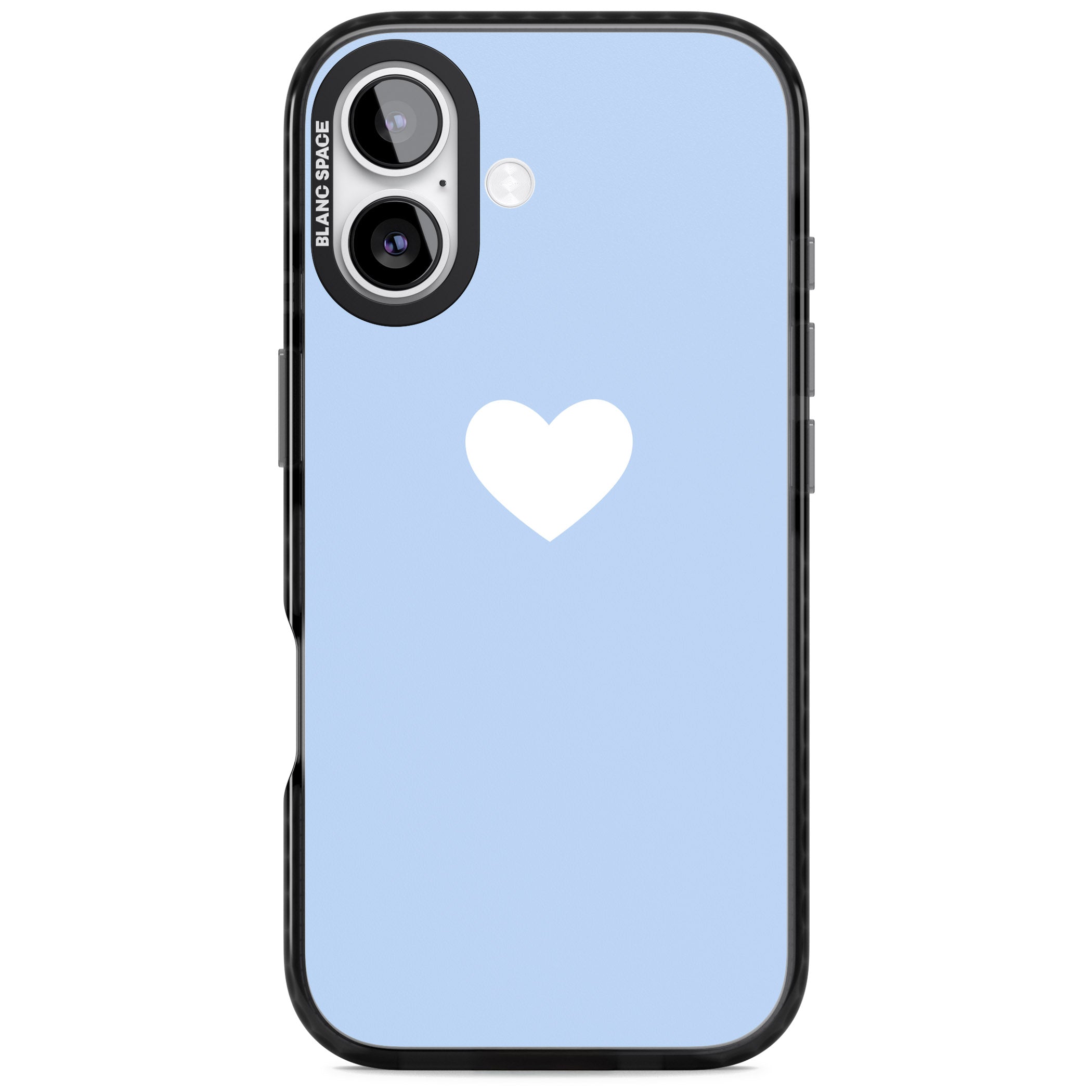 Single Heart Design: White & Baby Blue iPhone 17 Impact Black Phone Case