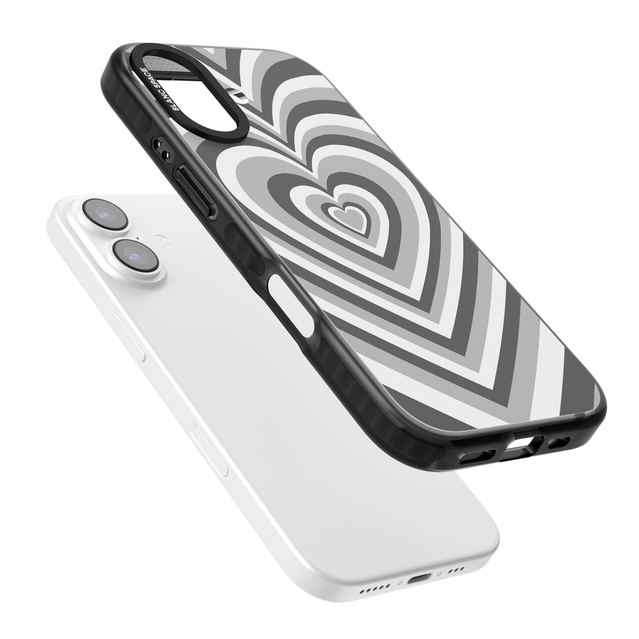 Monochrome Heart Illusion iPhone 17 Impact Black Phone Case Colours