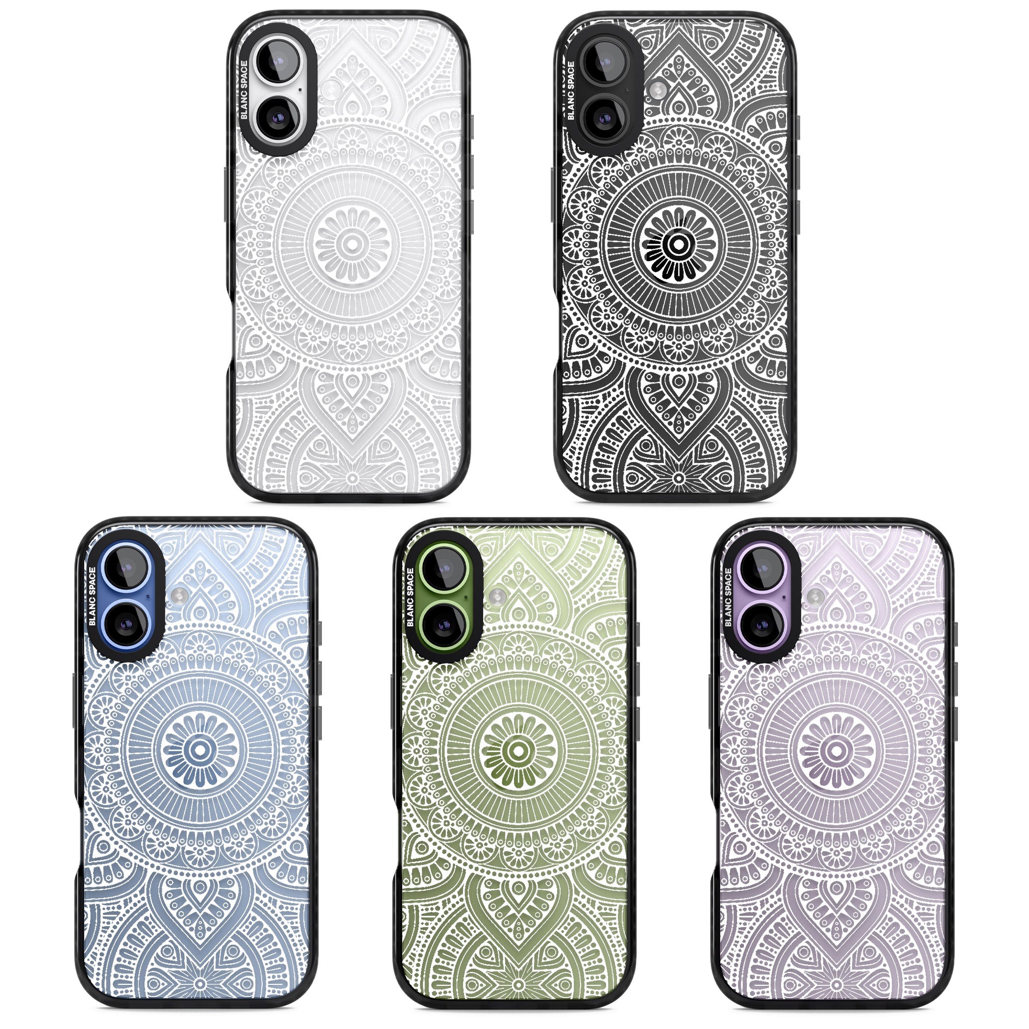 White Henna Flower Wheel iPhone 17 Impact Black Phone Case APT Impact Protection