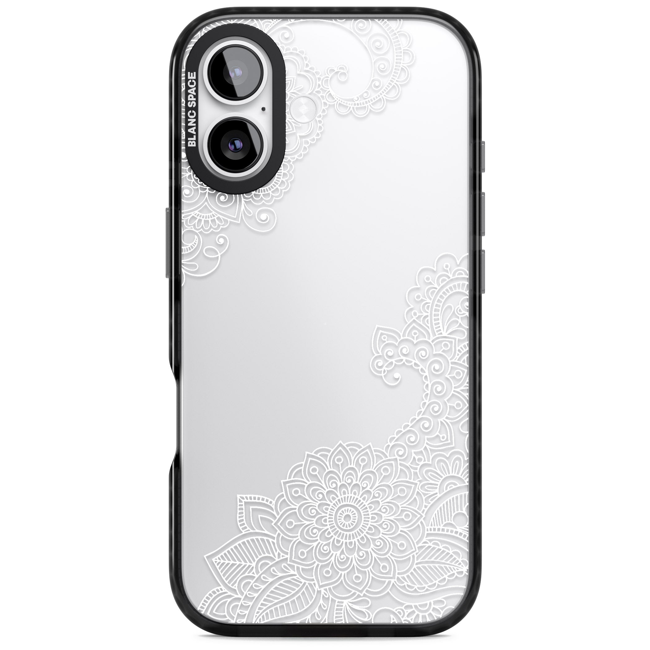 White Henna Botanicals iPhone 17 Impact Black Phone Case