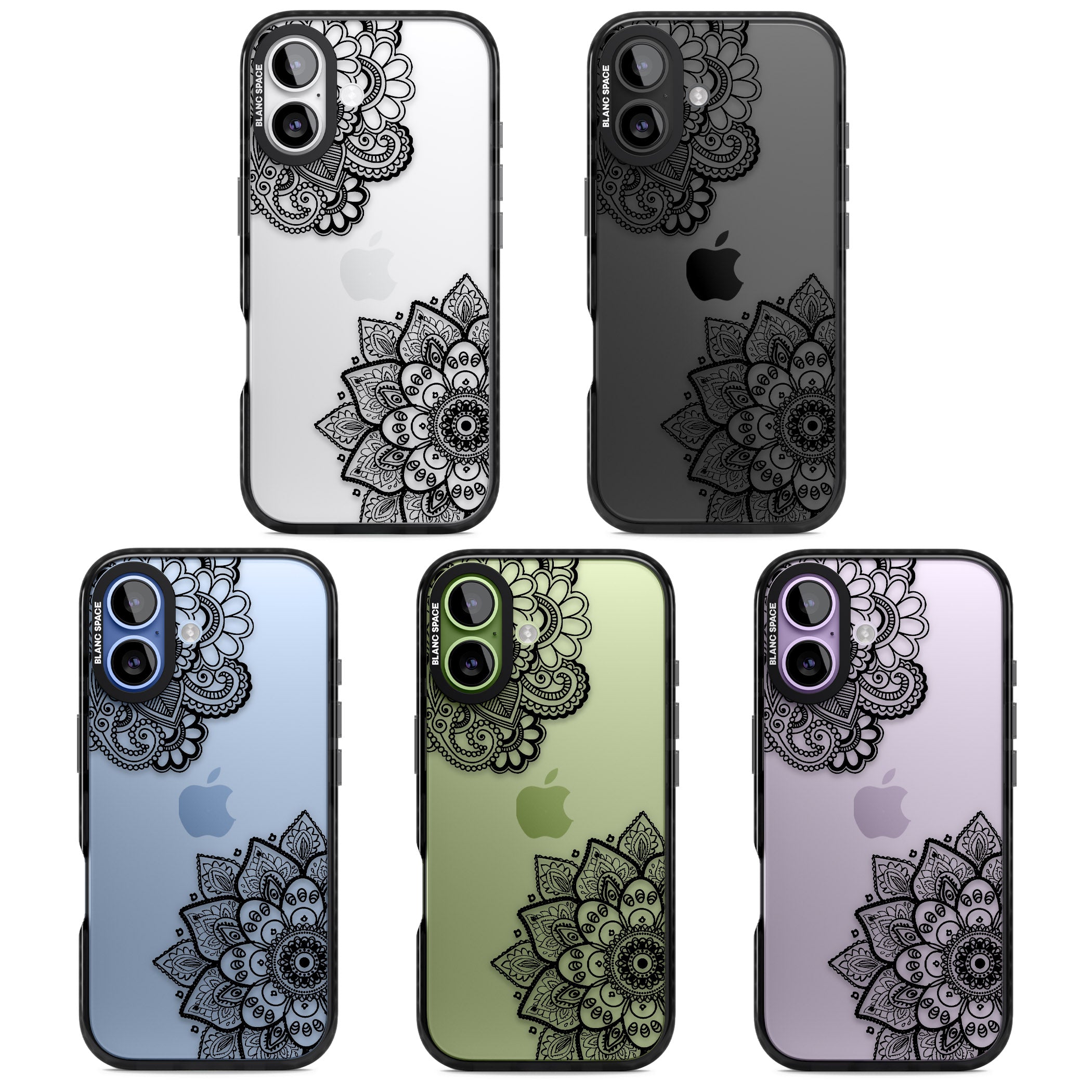 Black Henna Florals iPhone 17 Impact Black Phone Case APT Impact Protection