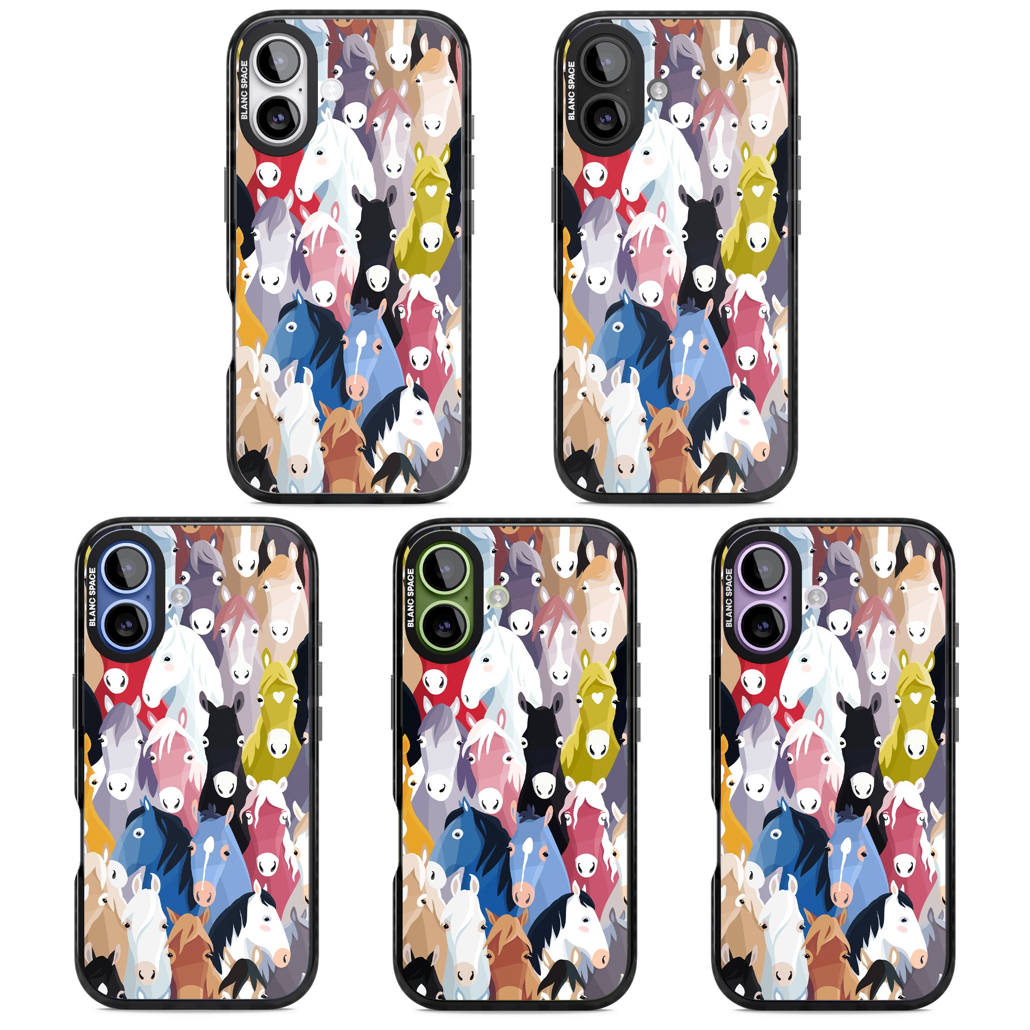 Colourful Horse Pattern iPhone 17 Impact Black Phone Case APT Impact Protection