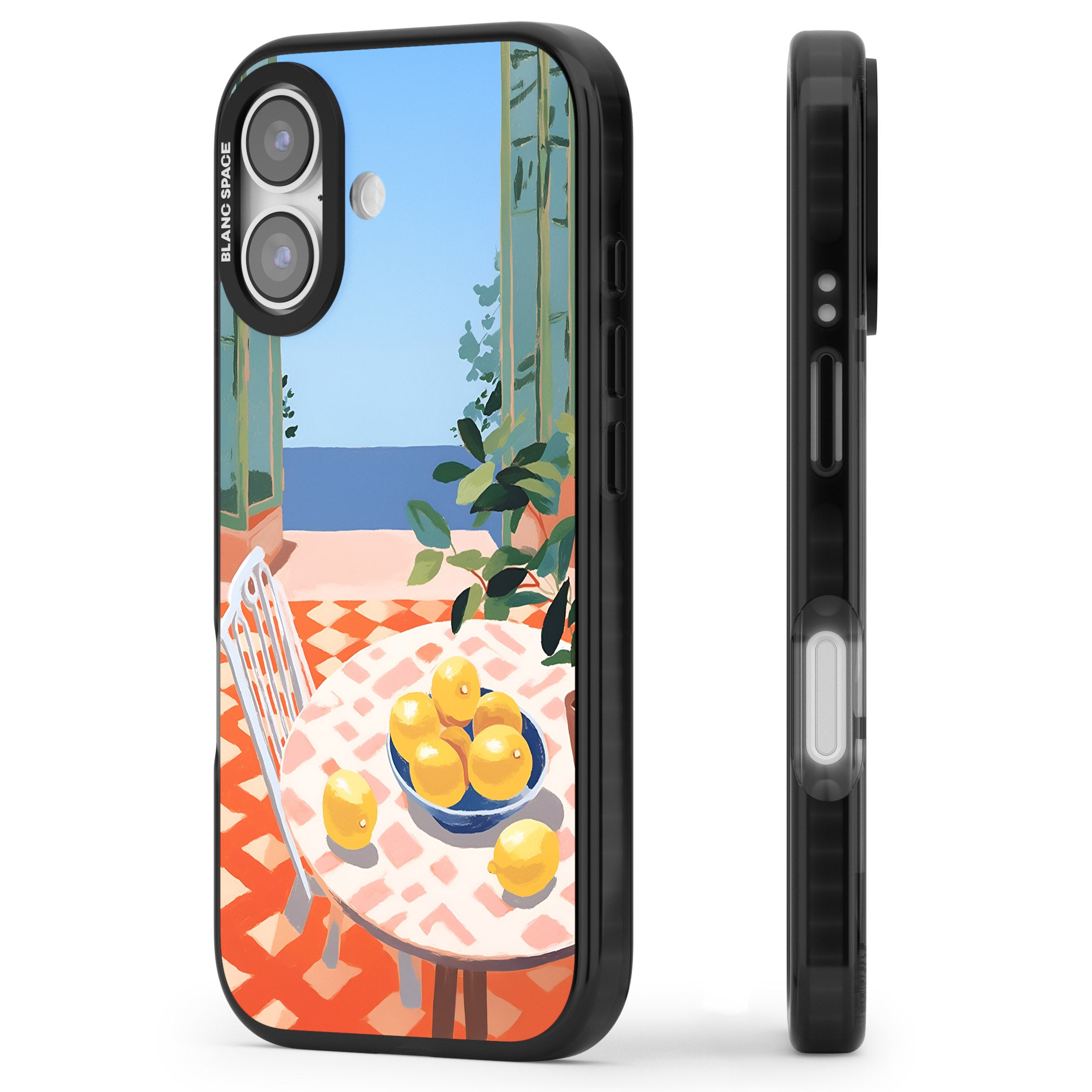 Seaside Lemons iPhone 17 Impact Black Phone Case Side Profile