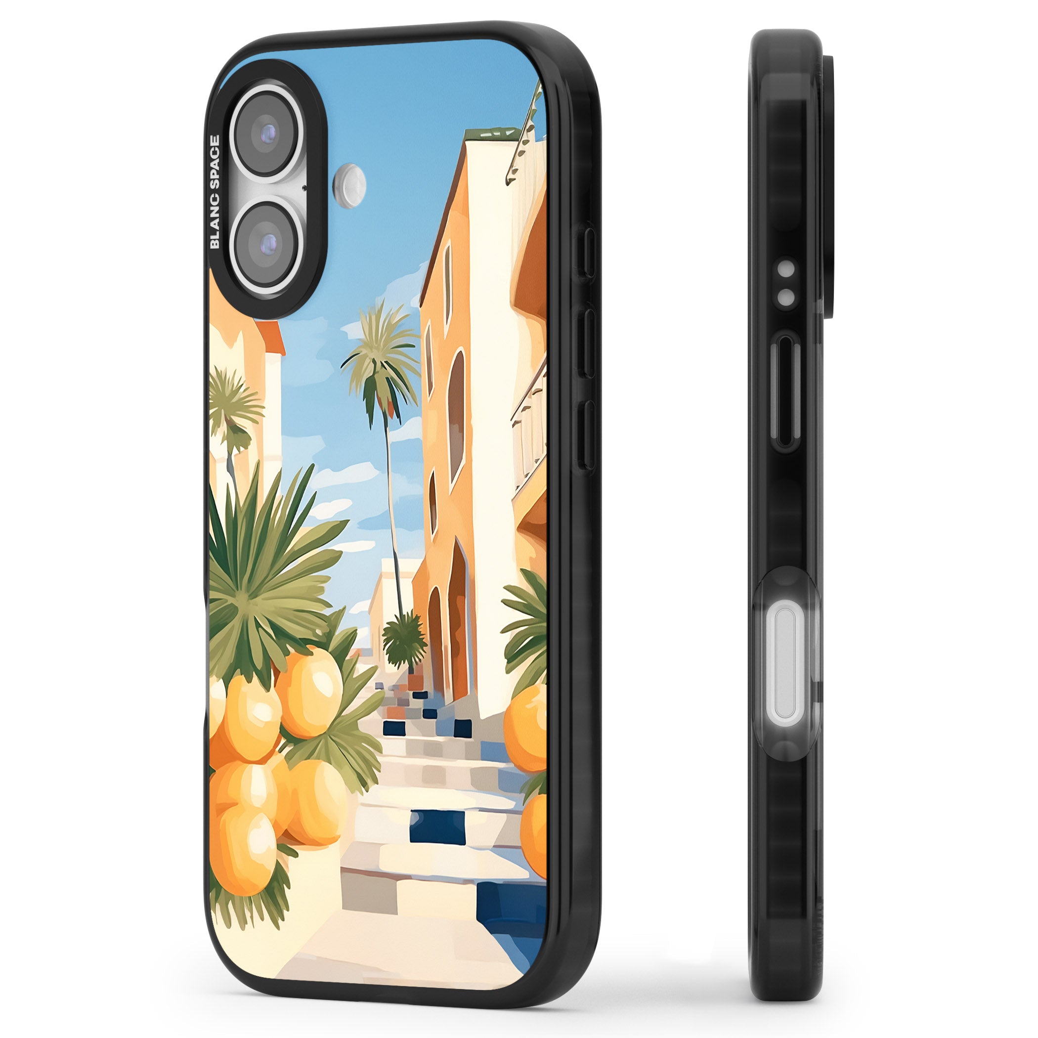 Mediterranean Village iPhone 17 Impact Black Phone Case Side Profile