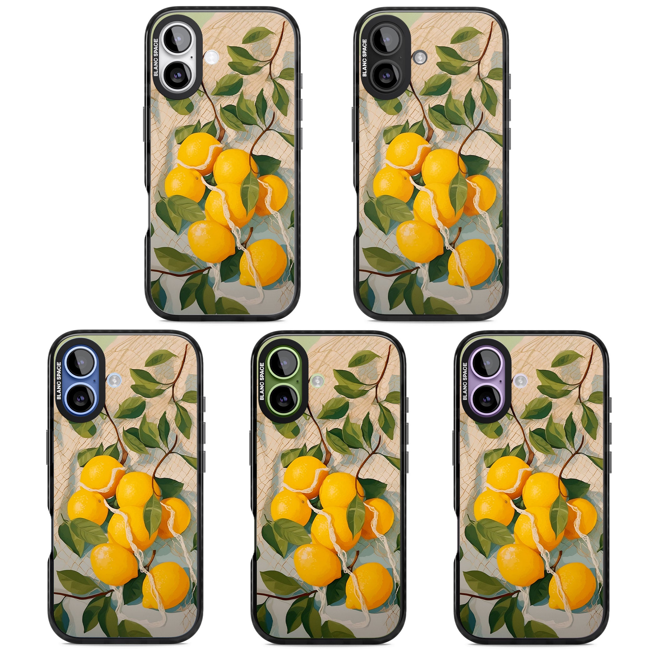 Lemon Vines iPhone 17 Impact Black Phone Case APT Impact Protection