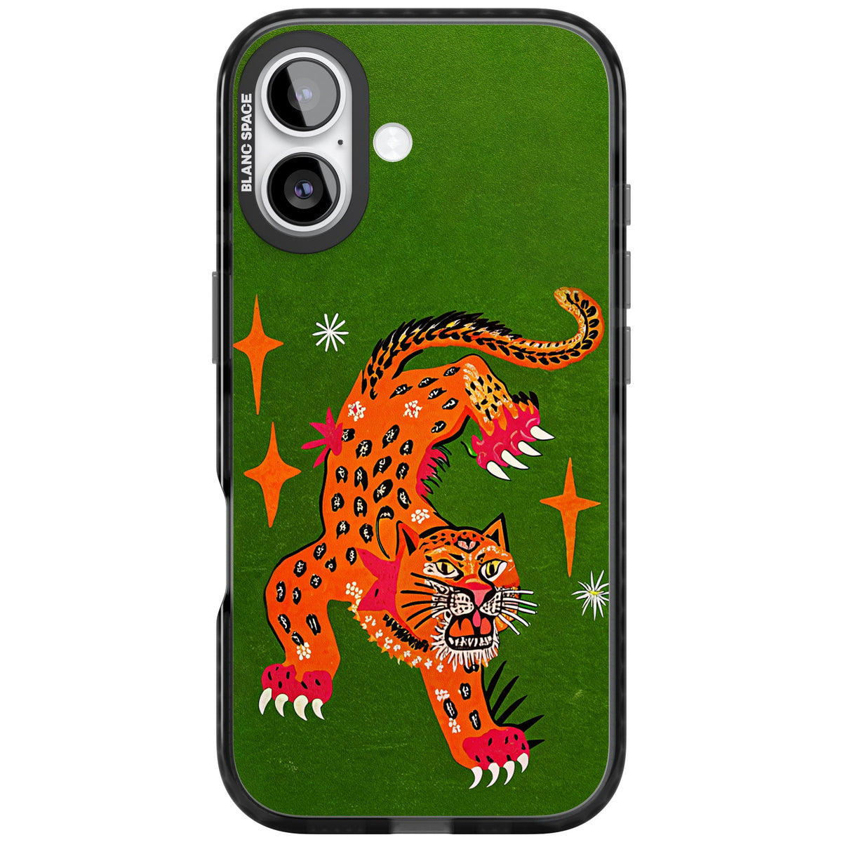 Fierce Jaguar iPhone 16 / iPhone 16 Plus / iPhone 17 Impact Black Phone Case front