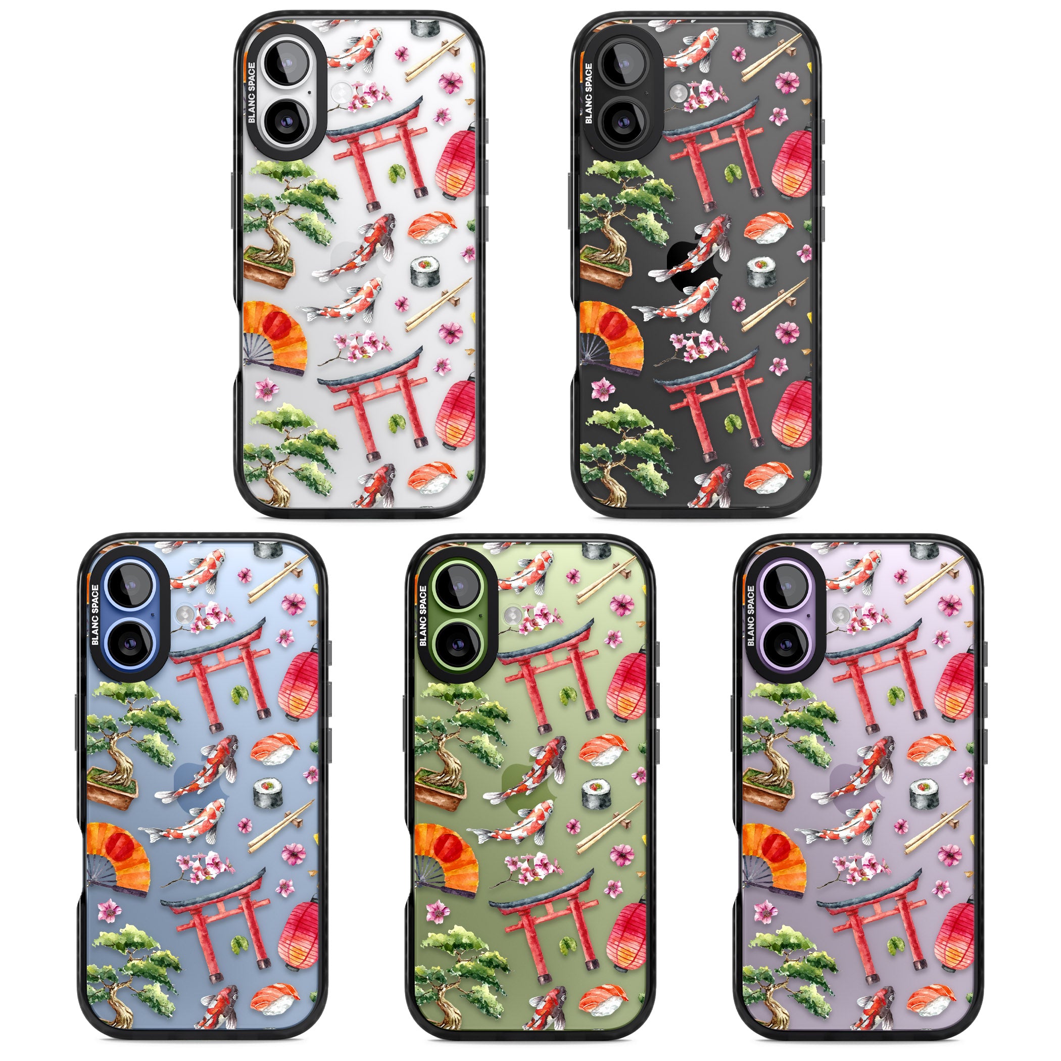 Japanese Watercolor iPhone 17 Impact Black Phone Case APT Impact Protection