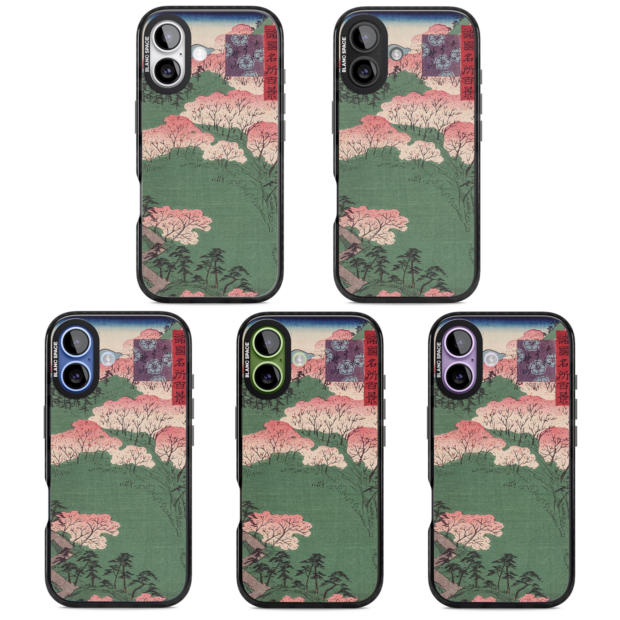 Japanese Illustration Cherry Blossom Forest iPhone 17 Impact Black Phone Case APT Impact Protection