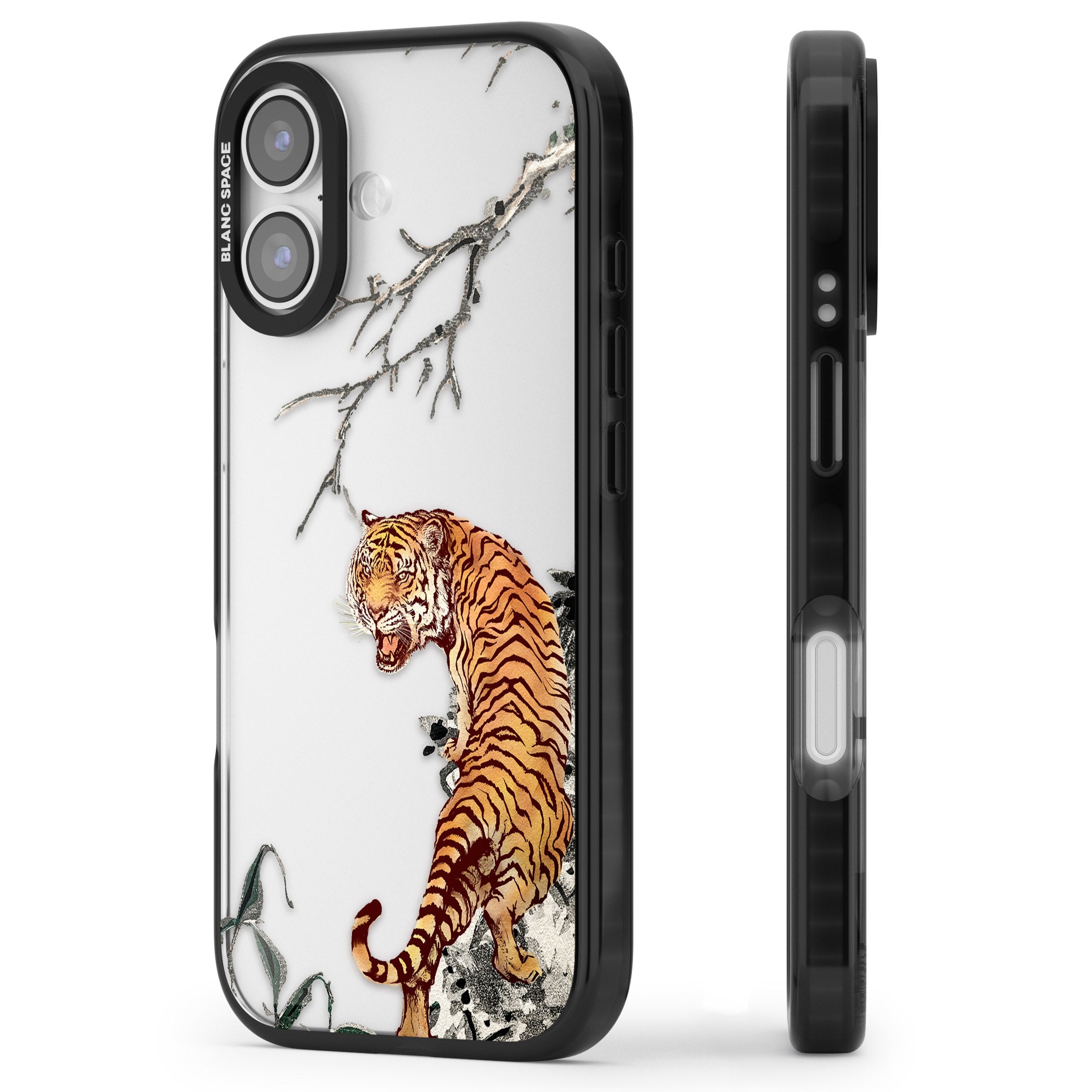Roaring Tiger iPhone 17 Impact Black Phone Case Side Profile