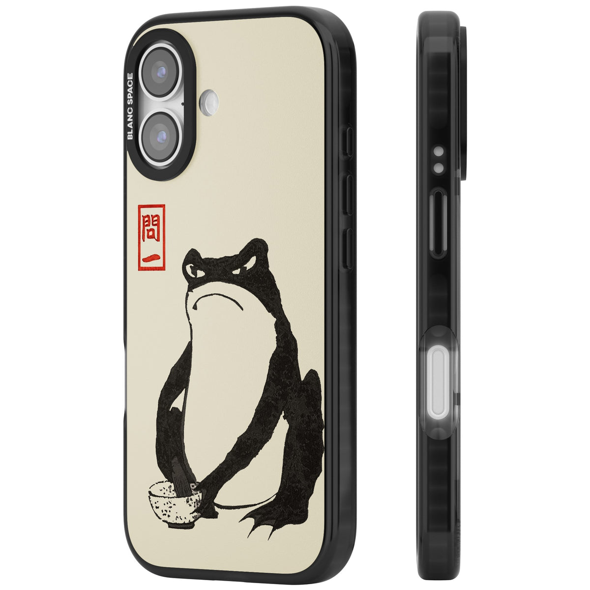 Matsumoto Hoji Grumpy Toad iPhone 16 / iPhone 16 Plus / iPhone 17 Impact Black Phone Case side
