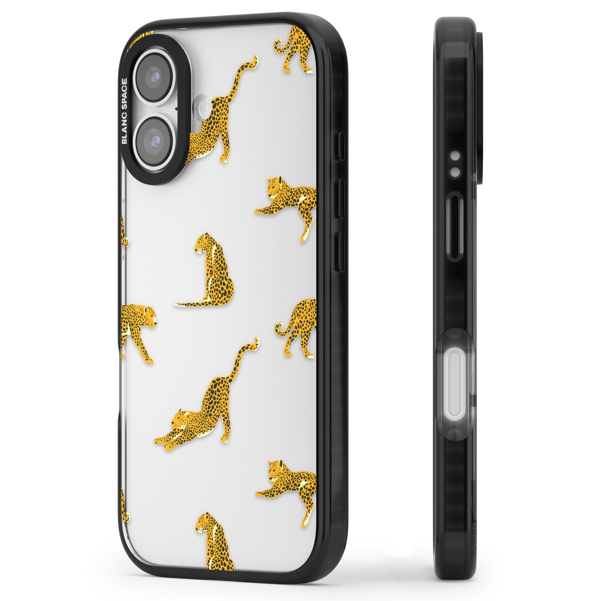 Leopard Spots iPhone 17 Impact Black Phone Case Side Profile