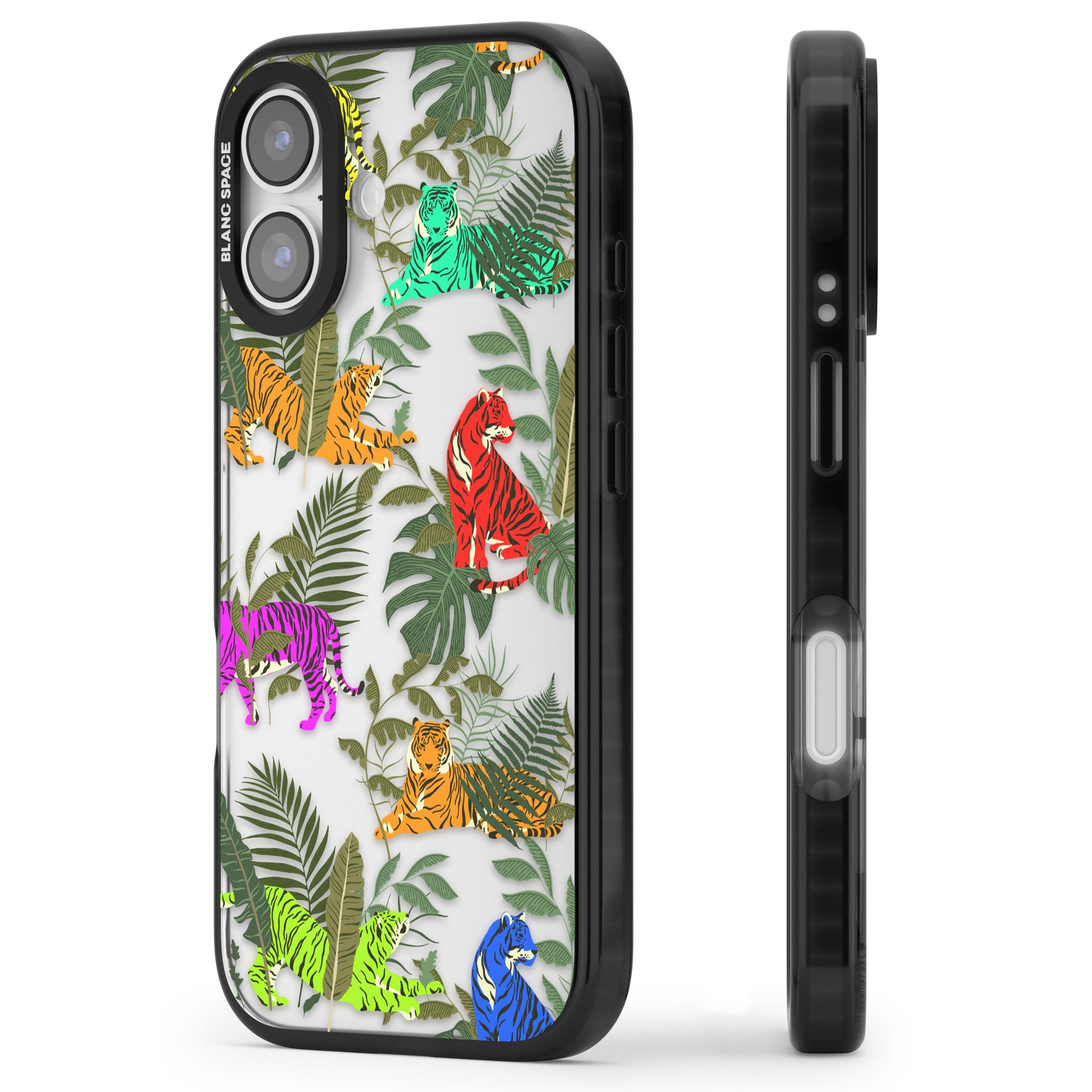 Colorful Jungle Tiger iPhone 17 Impact Black Phone Case Side Profile