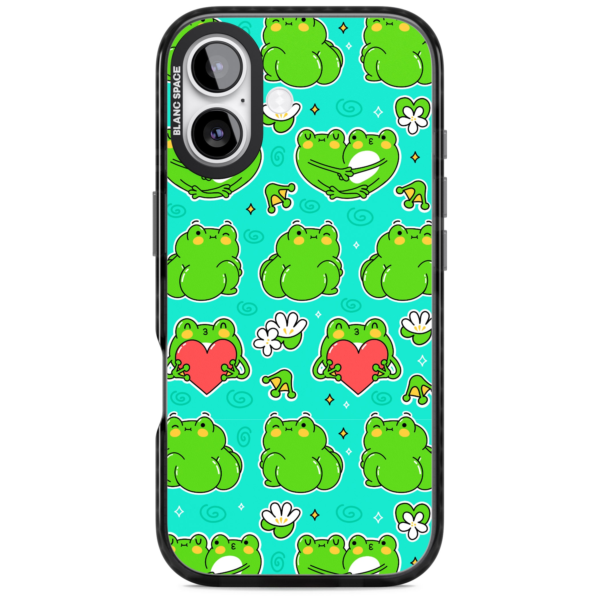 Frog Booty Kawaii Pattern iPhone 17 Impact Black Phone Case